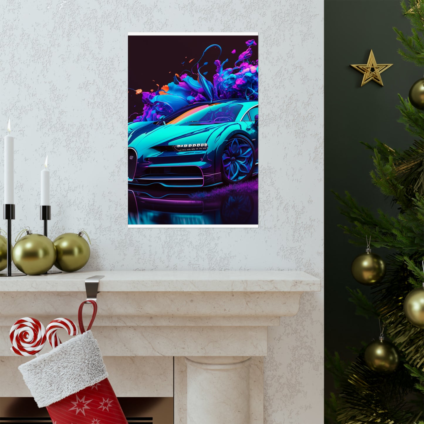 Premium Matte Vertical Posters Bugatti Neon Chiron 3