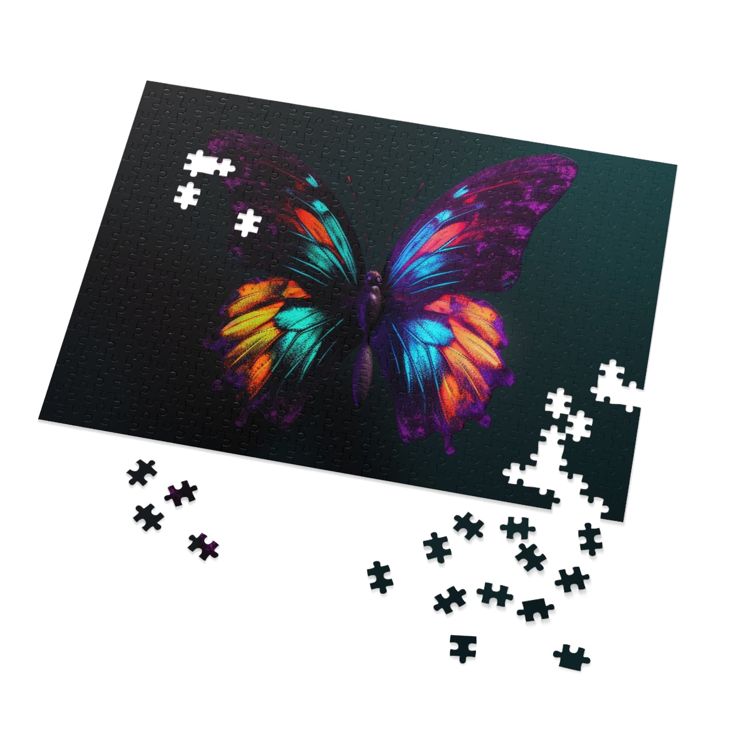 Jigsaw Puzzle (30, 110, 252, 500,1000-Piece) Hyper Colorful Butterfly Purple 1
