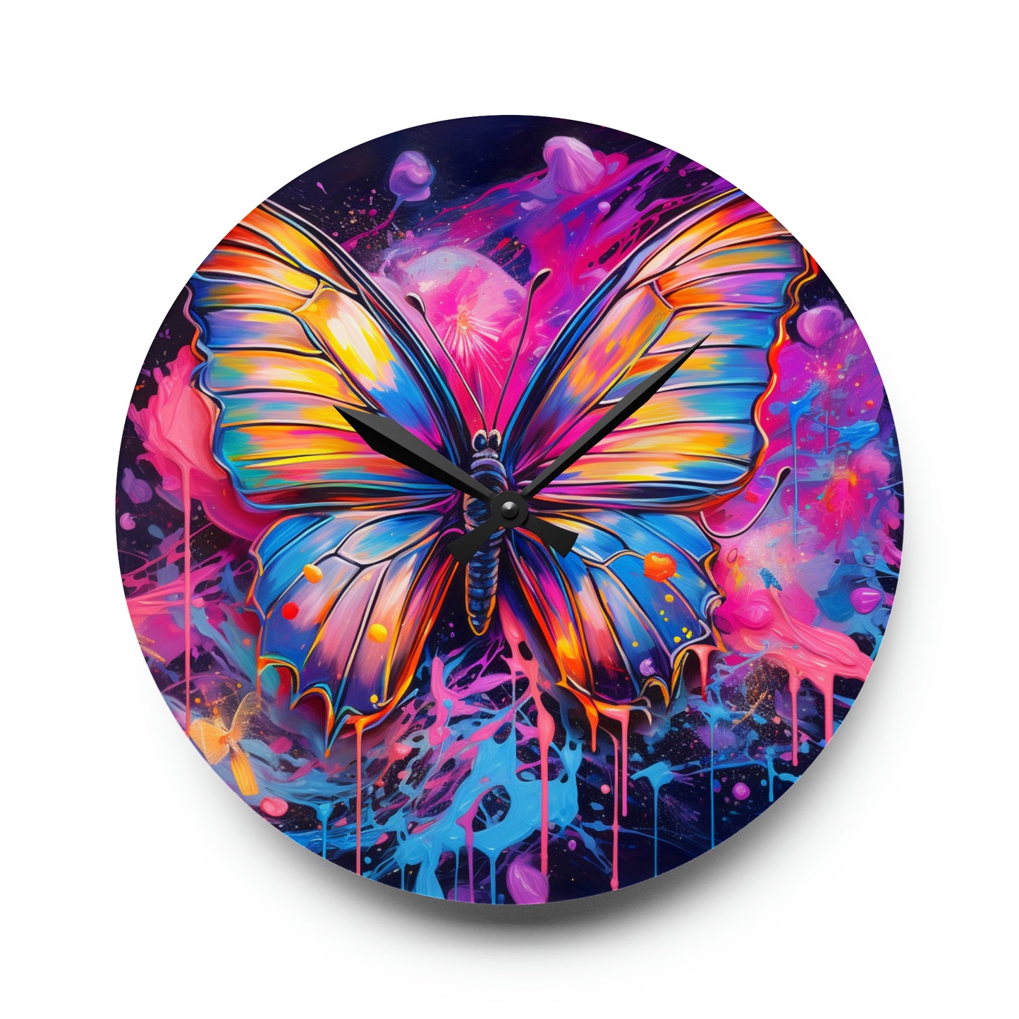 Acrylic Wall Clock Pink Butterfly Flair 3