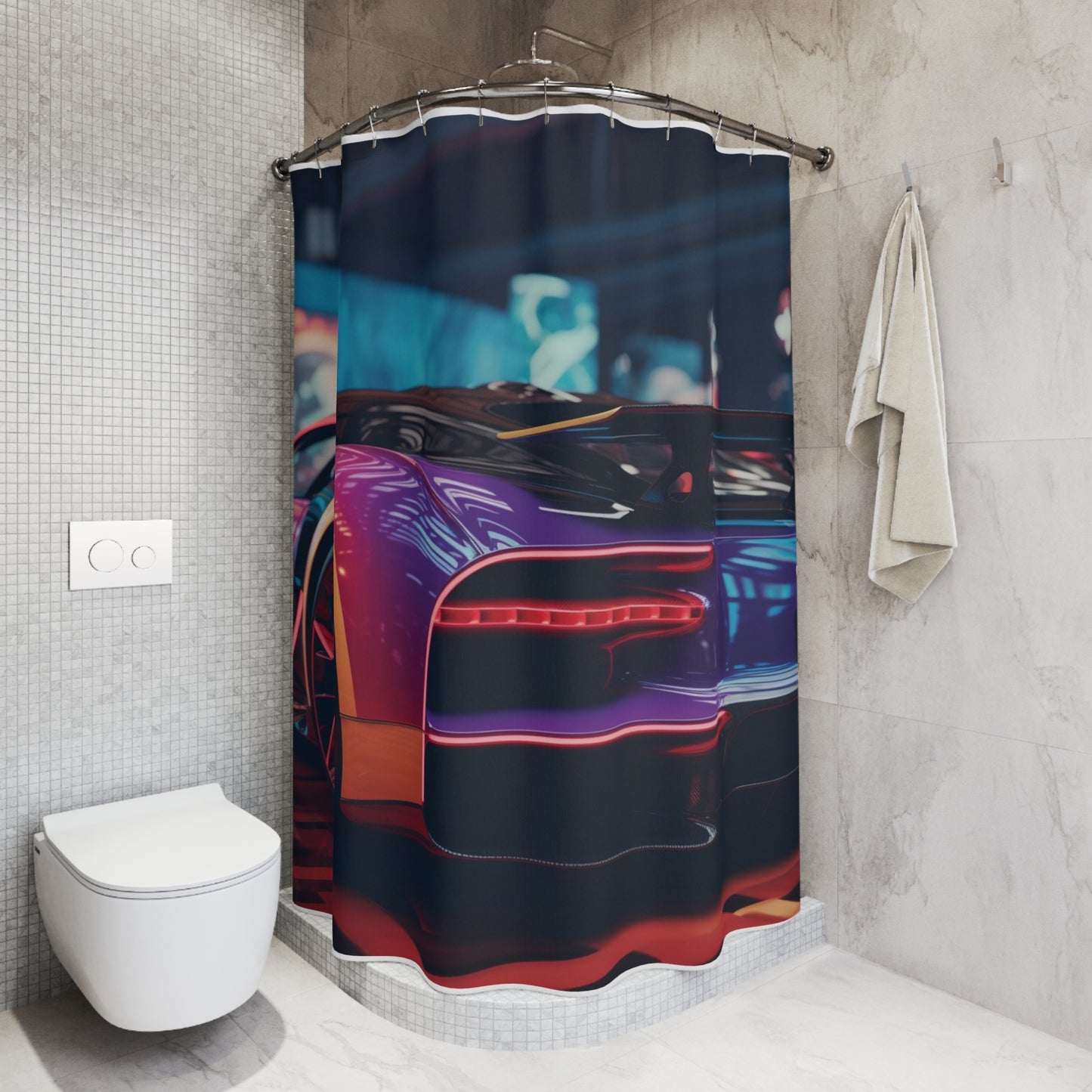 Polyester Shower Curtain Hyper Bugatti Neon Chiron 3