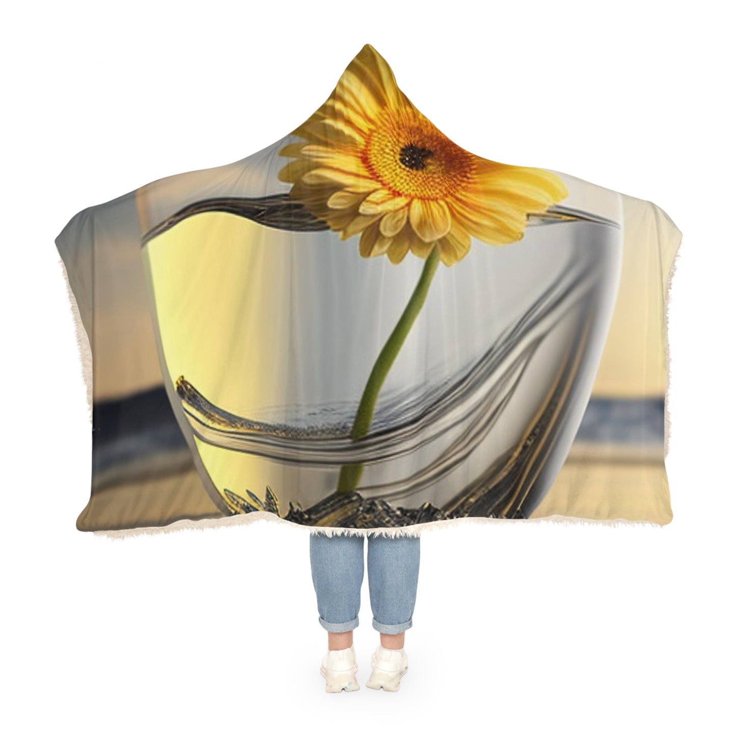 Snuggle Hooded Blanket yello Gerbera glass 1