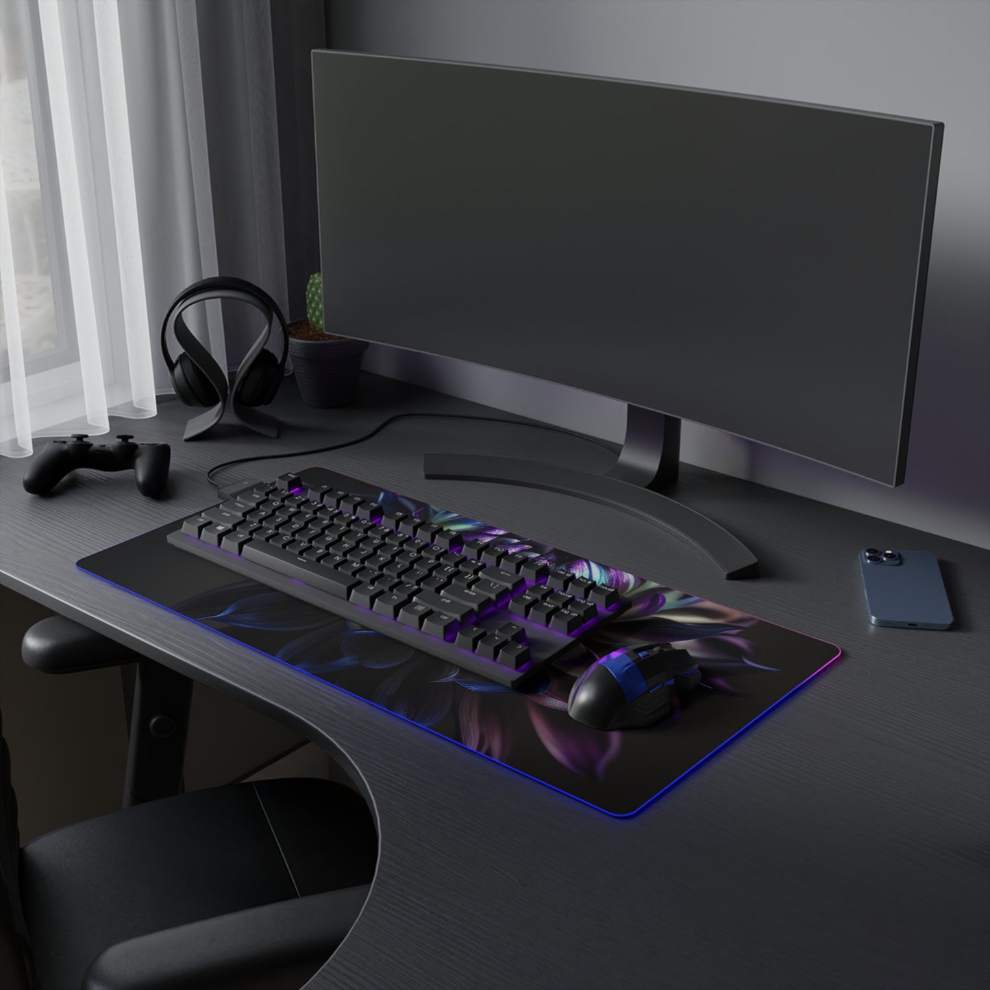 LED Gaming Mouse Pad Dahlia Purple 4