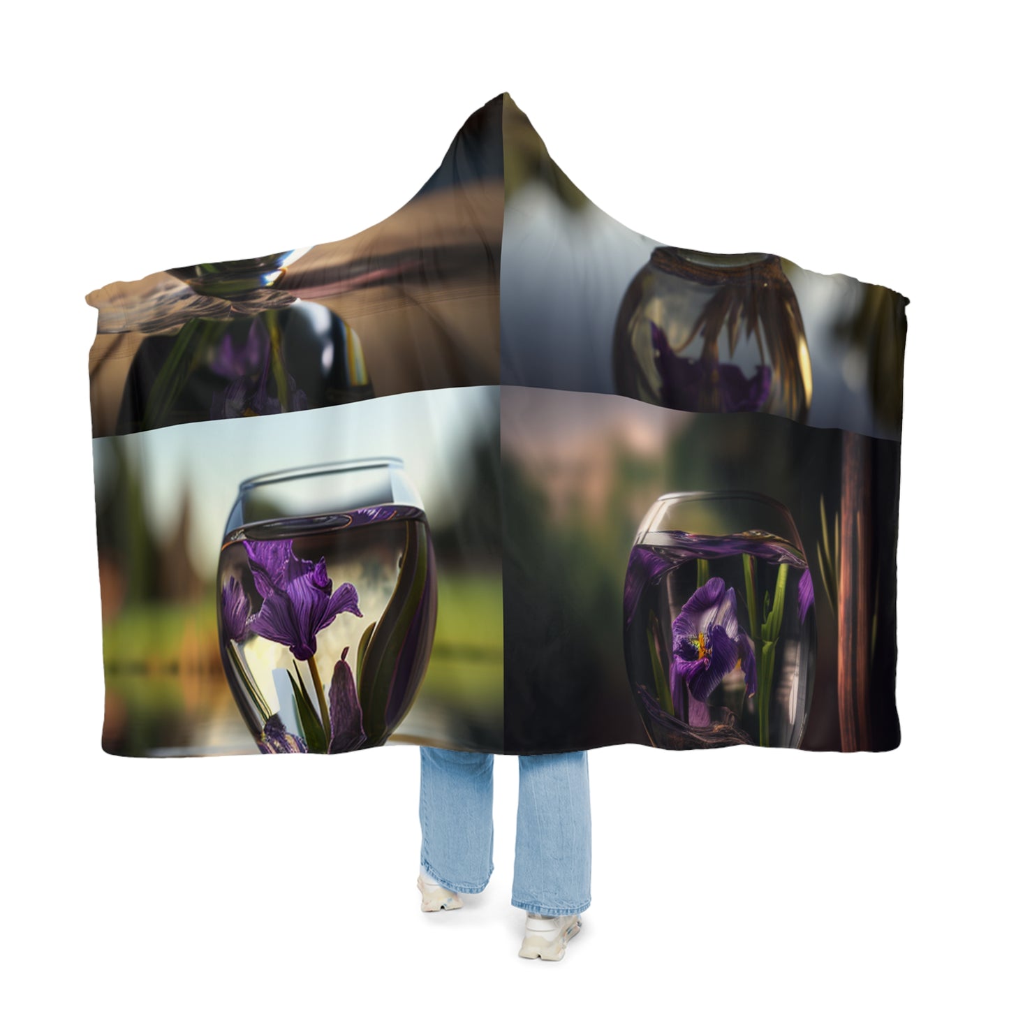 Snuggle Hooded Blanket Purple Iris in a vase 5