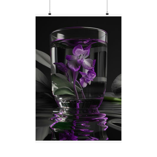 Premium Matte Vertical Posters Purple Orchid Glass vase 1