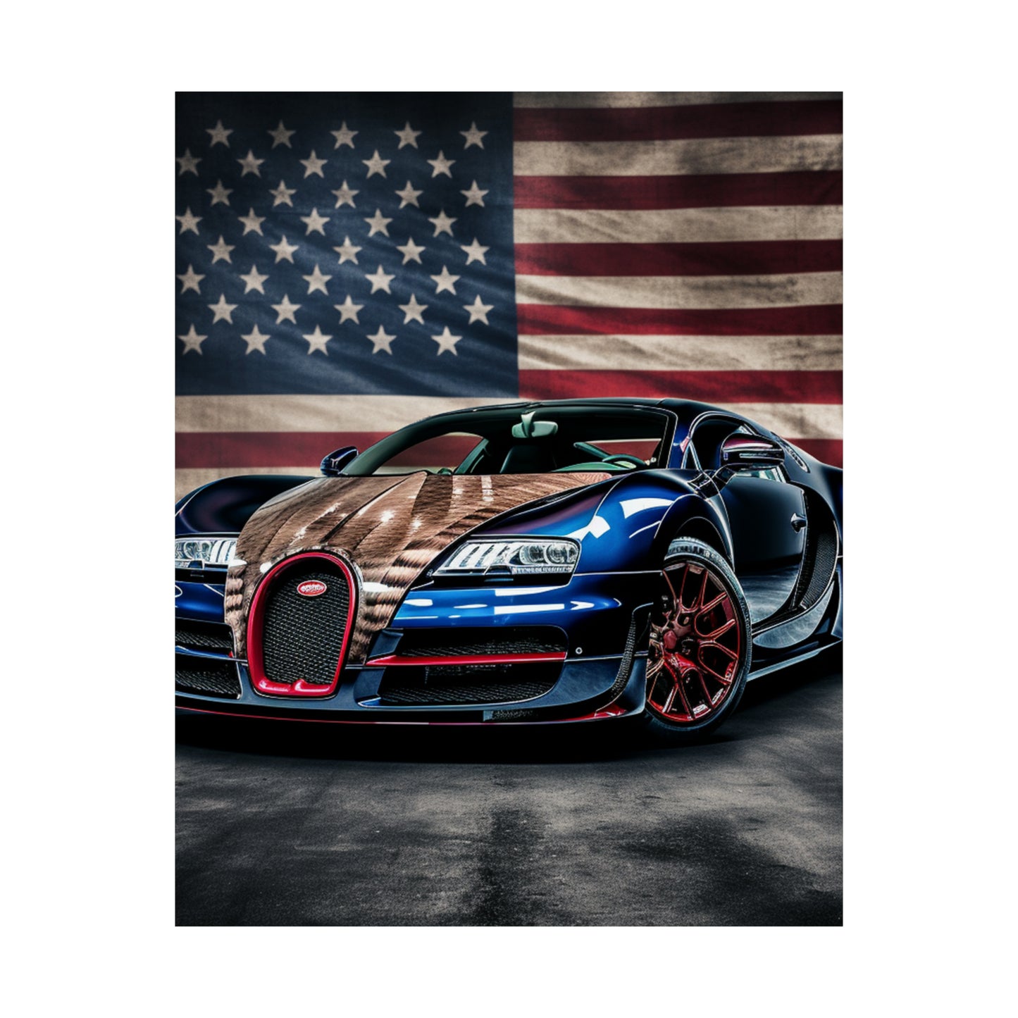 Premium Matte Vertical Posters Bugatti American Flag 4