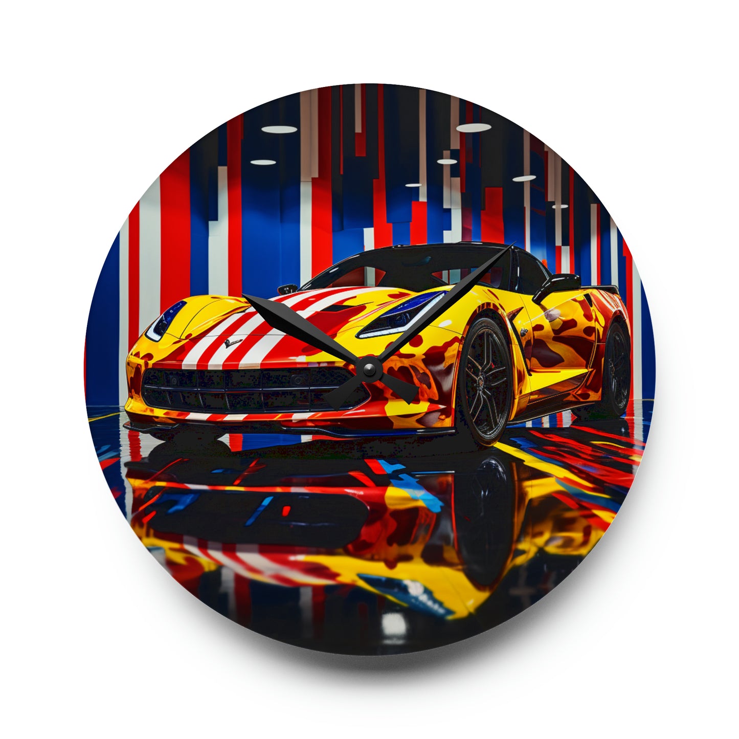 Acrylic Wall Clock Macro Flag Ferrari 4