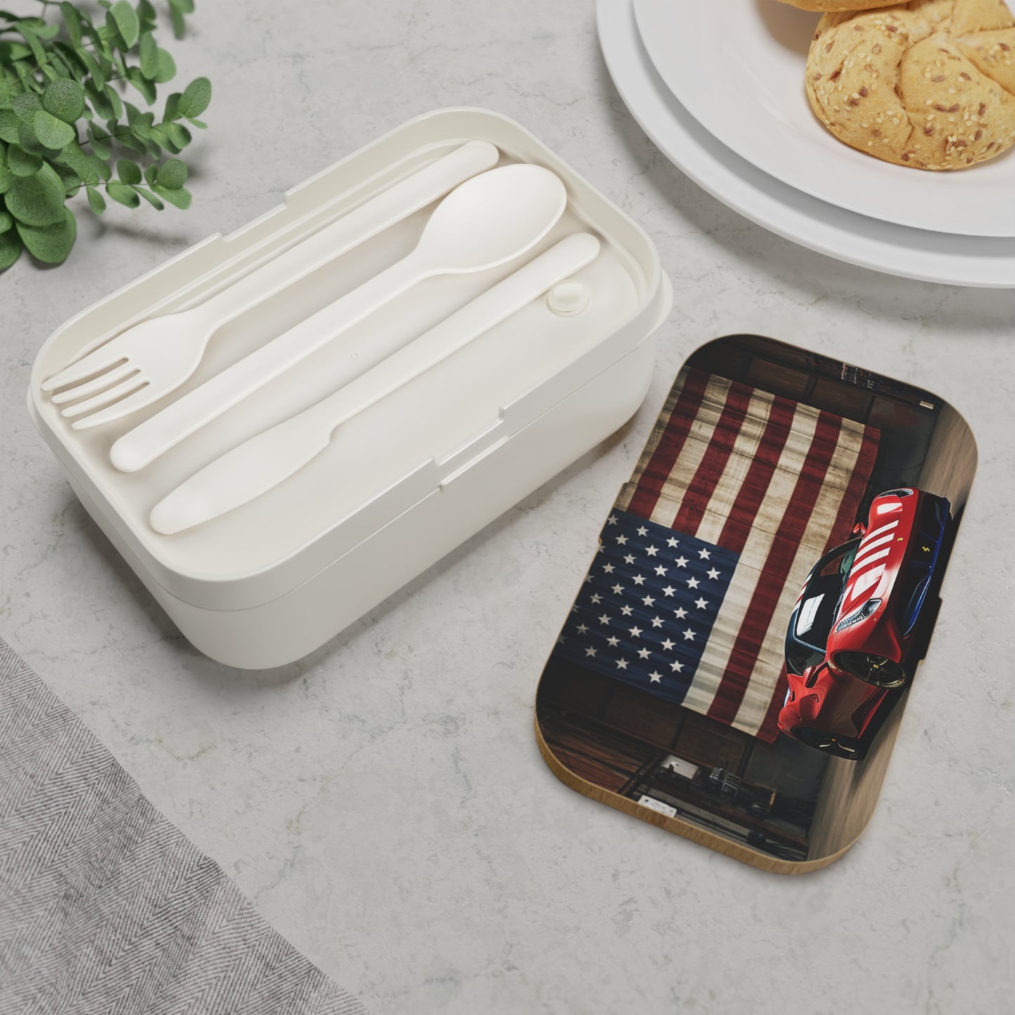 Bento Lunch Box American Flag Farrari 4