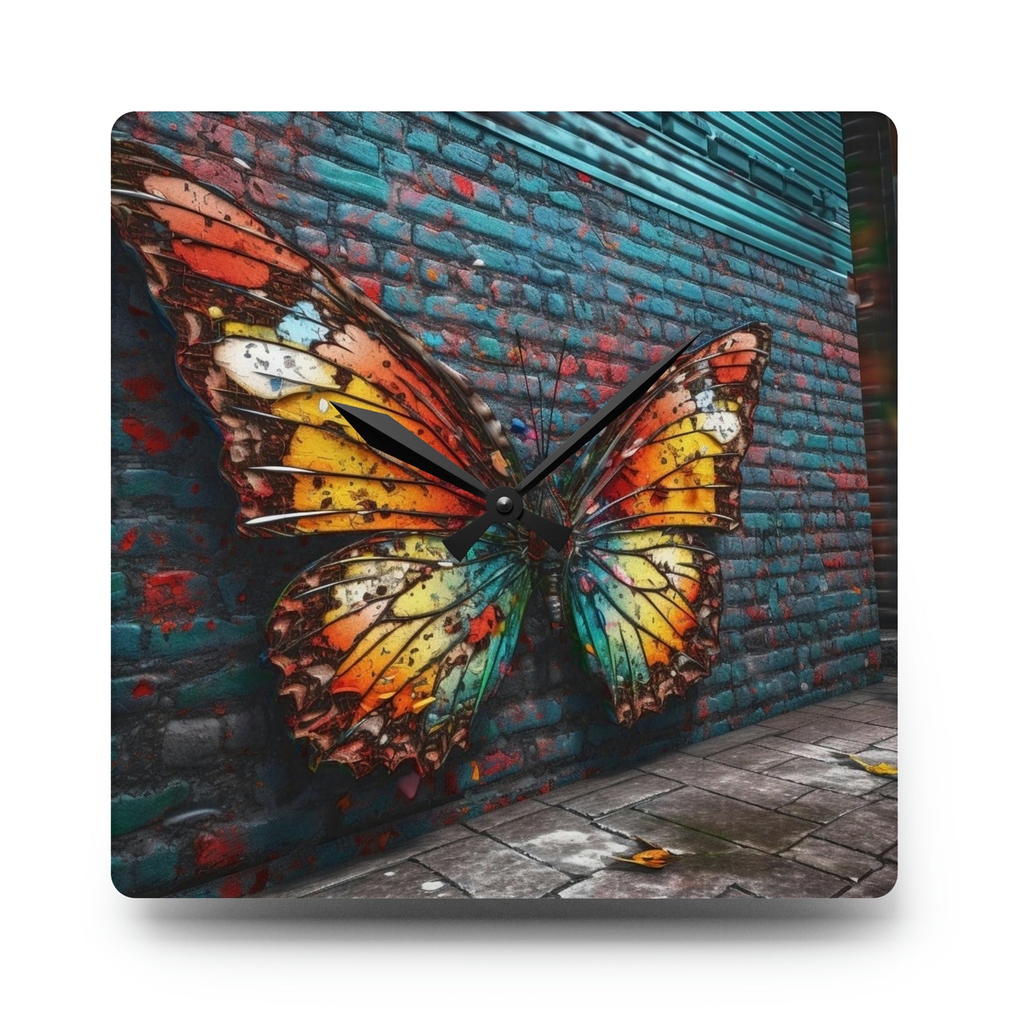 Acrylic Wall Clock Liquid Street Butterfly 2