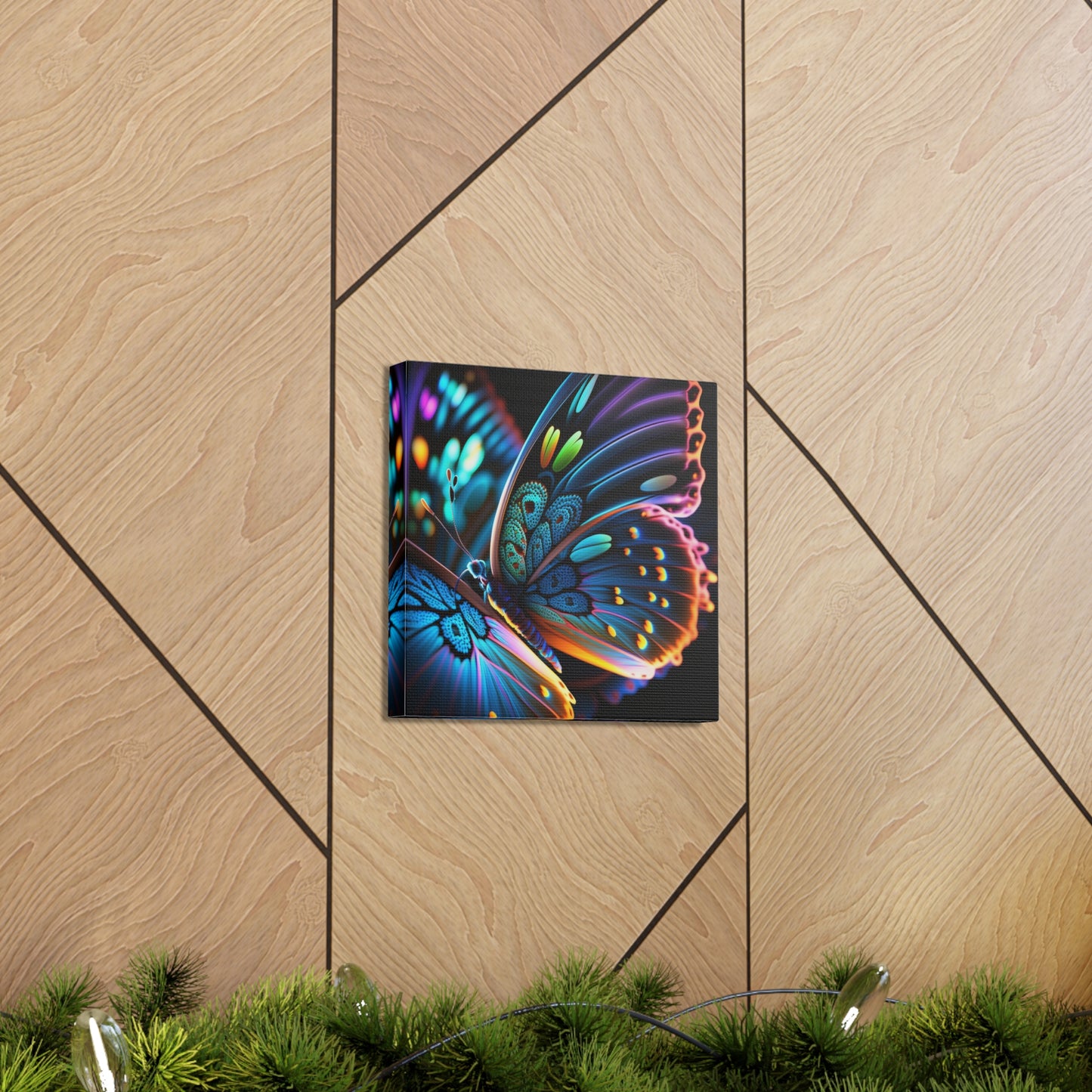 Canvas Gallery Wraps Neon Butterfly Macro 2