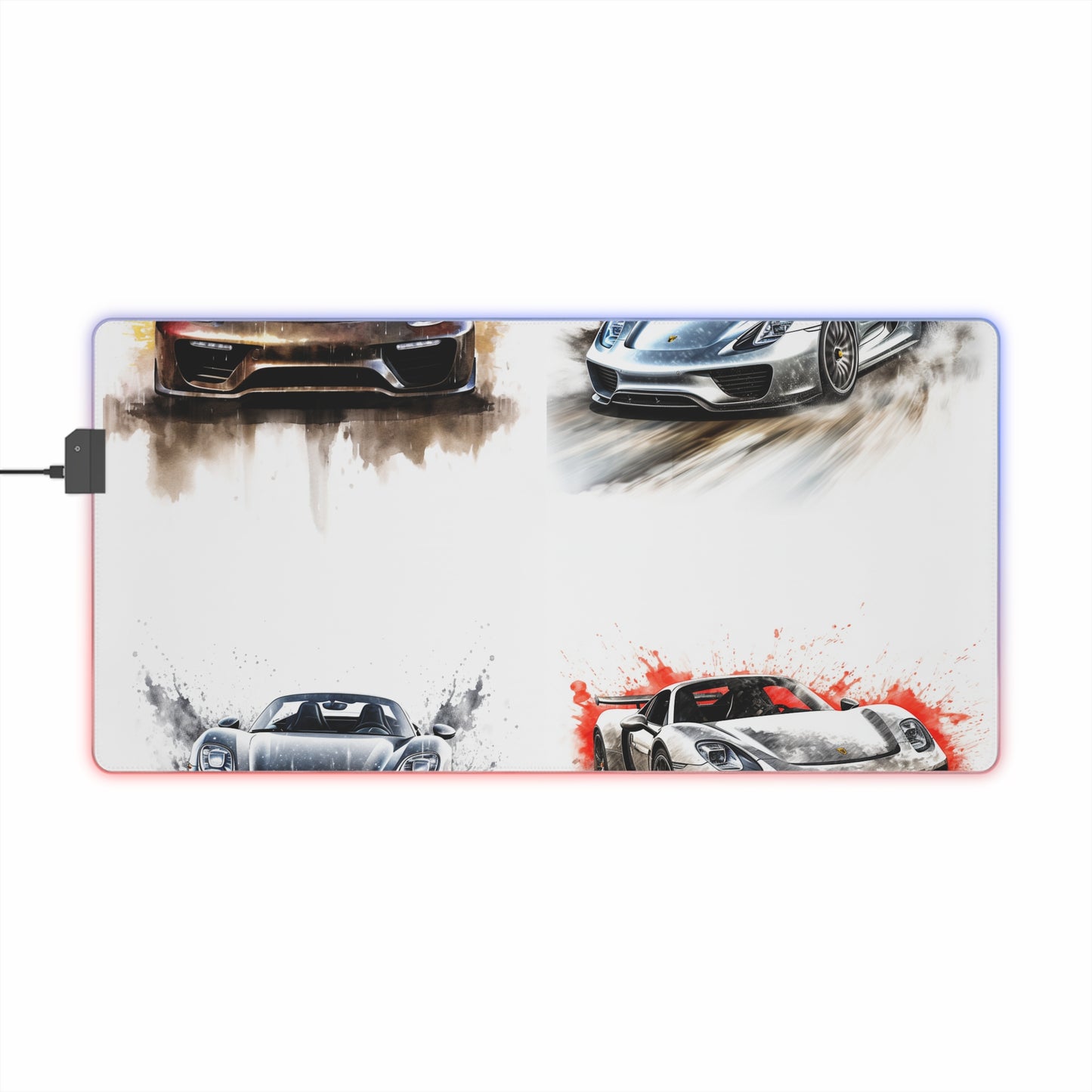 LED Gaming Mouse Pad 918 Spyder white background driving fast with water splashing 5