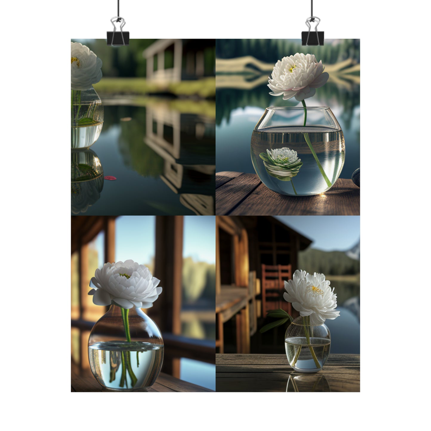 Premium Matte Vertical Posters White Peony glass vase 5