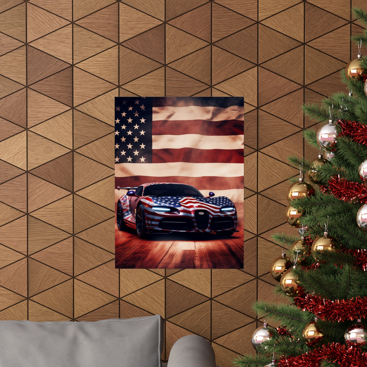 Premium Matte Vertical Posters Abstract American Flag Background Bugatti 2