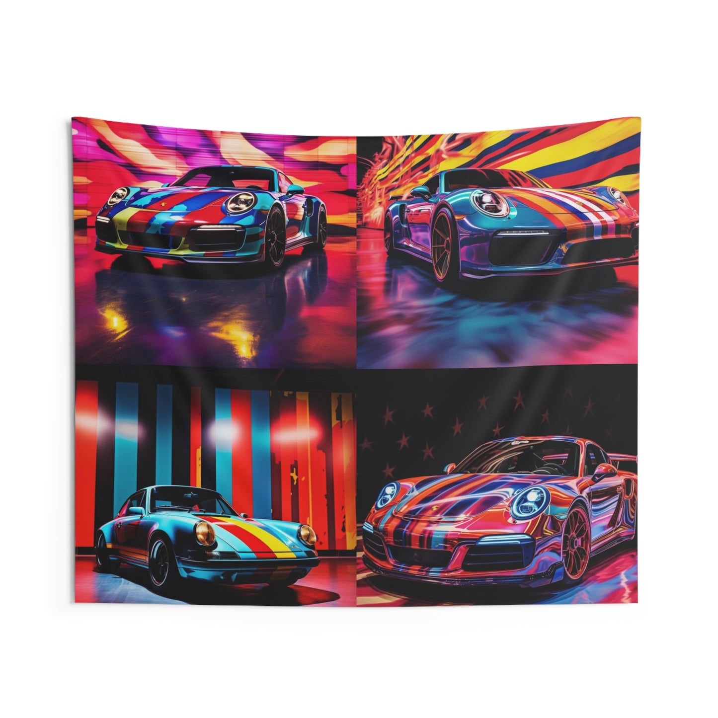 Indoor Wall Tapestries Macro American Flag Porsche 5