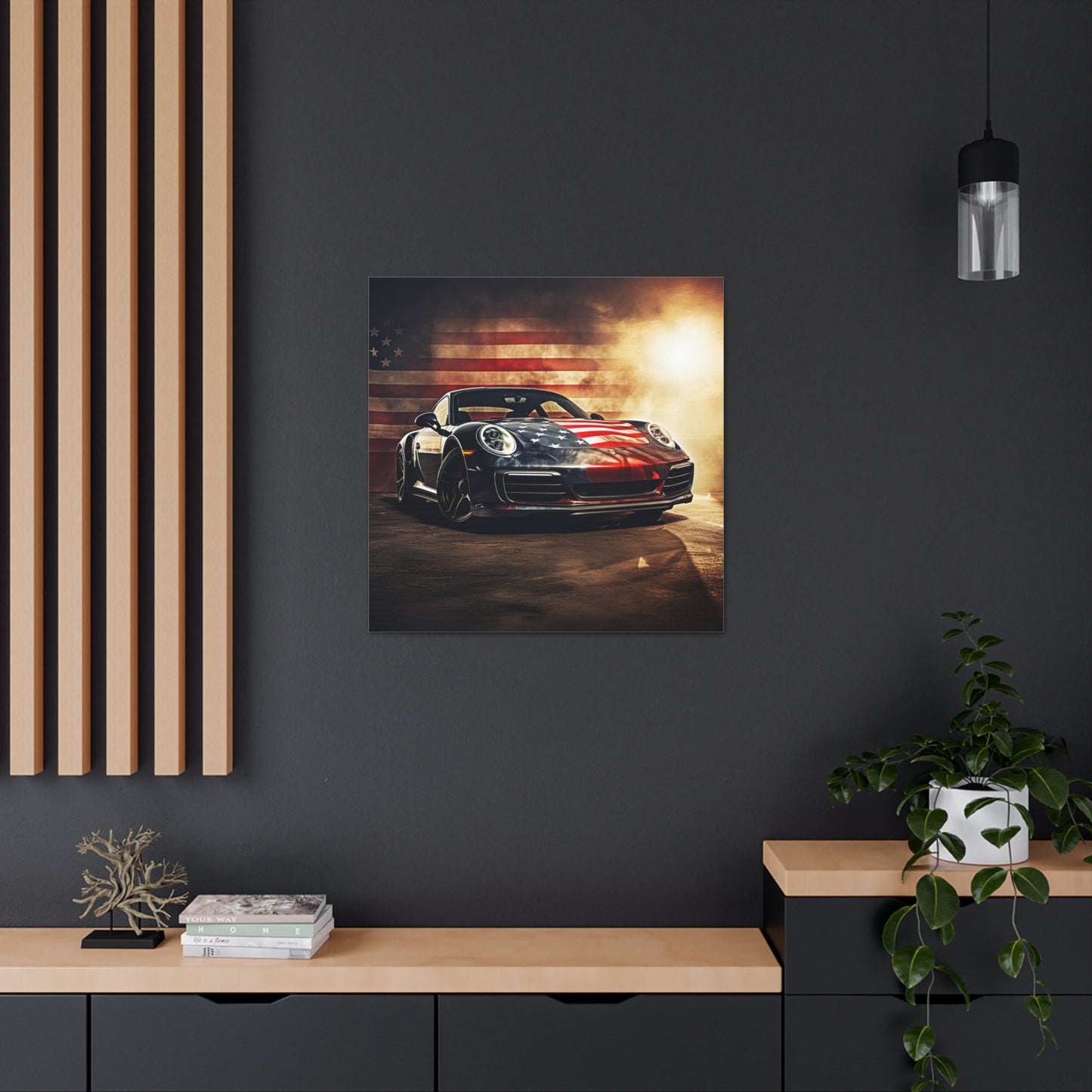 Canvas Gallery Wraps Abstract American Flag Background Porsche 1