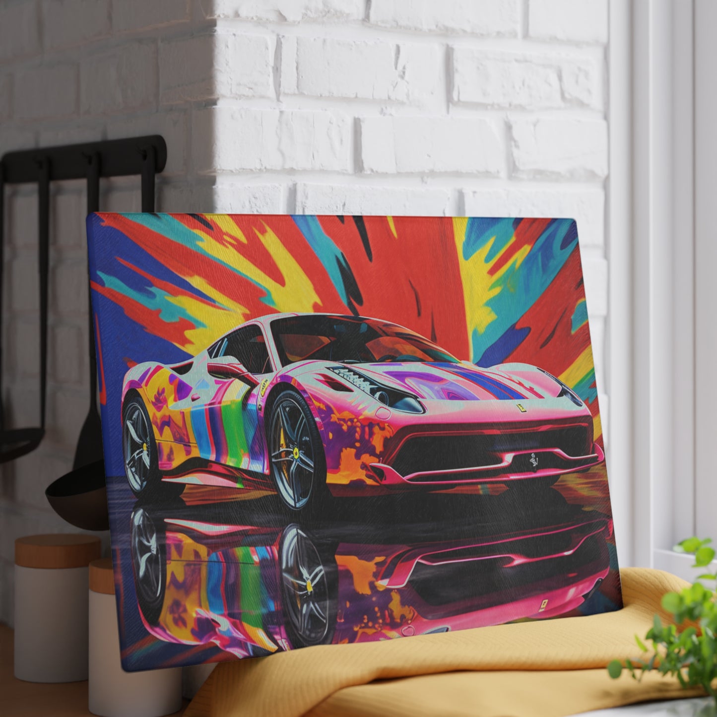 Glass Cutting Board Hyper Colorfull Ferrari 3