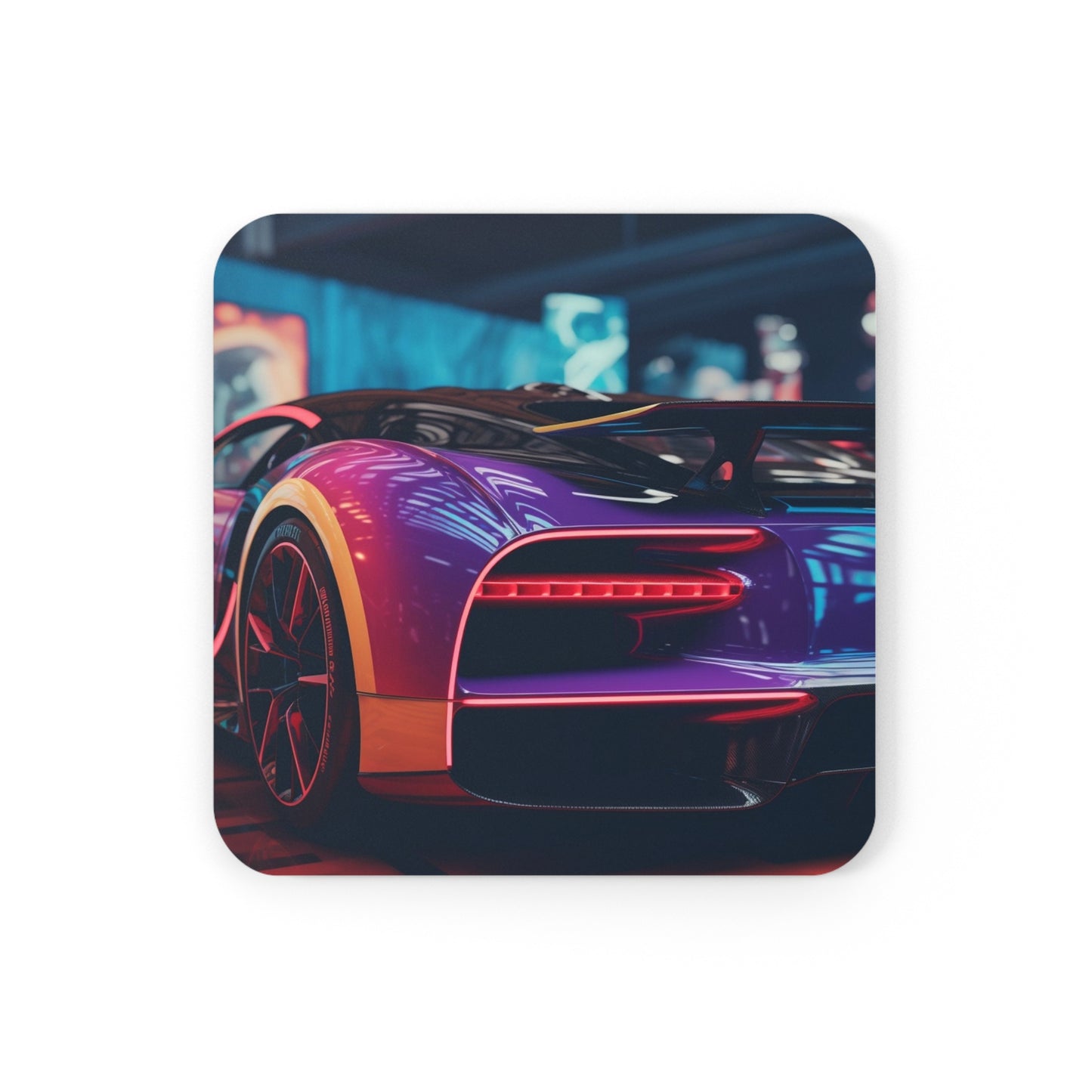 Corkwood Coaster Set Hyper Bugatti Neon Chiron 3