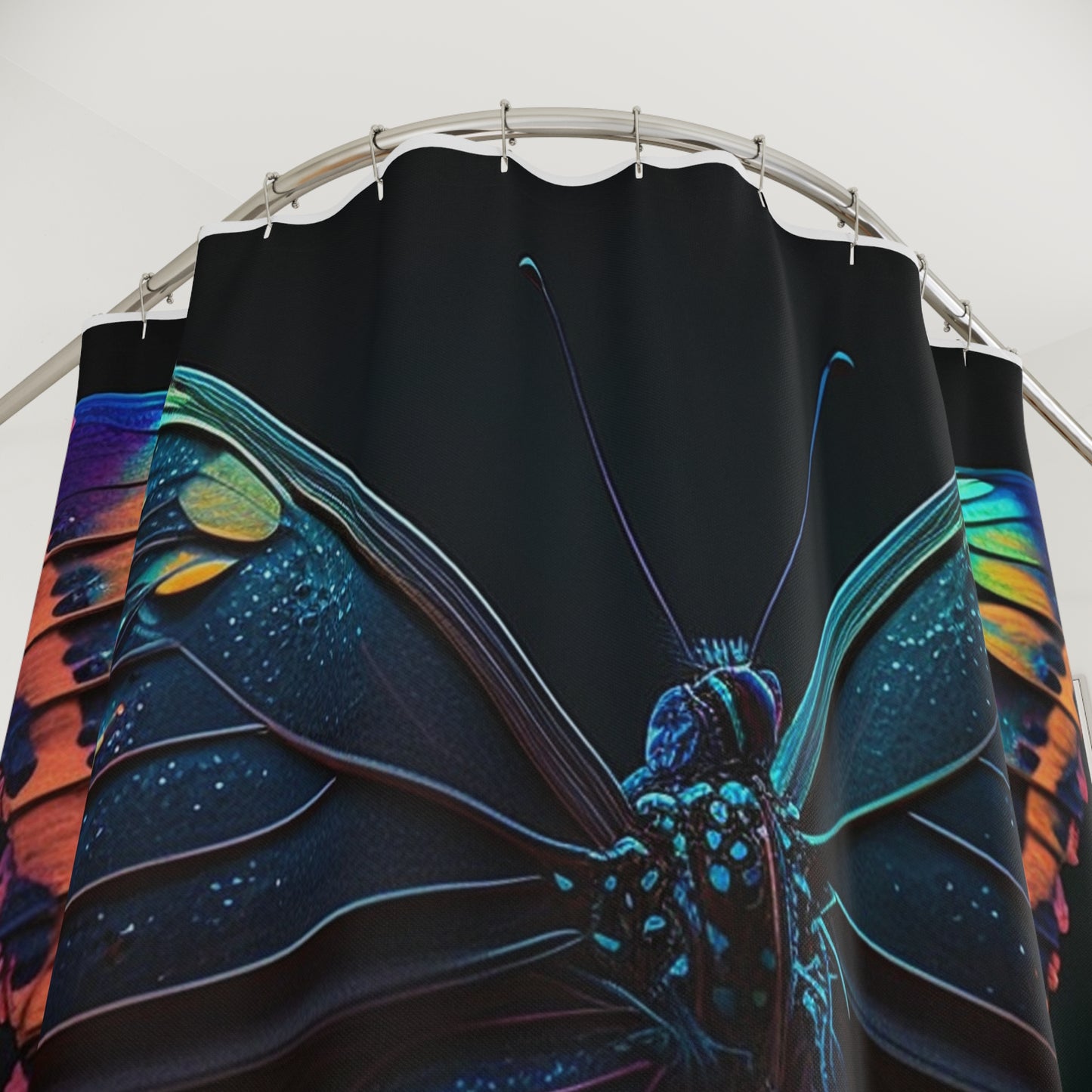 Polyester Shower Curtain Hue Neon Butterfly 3