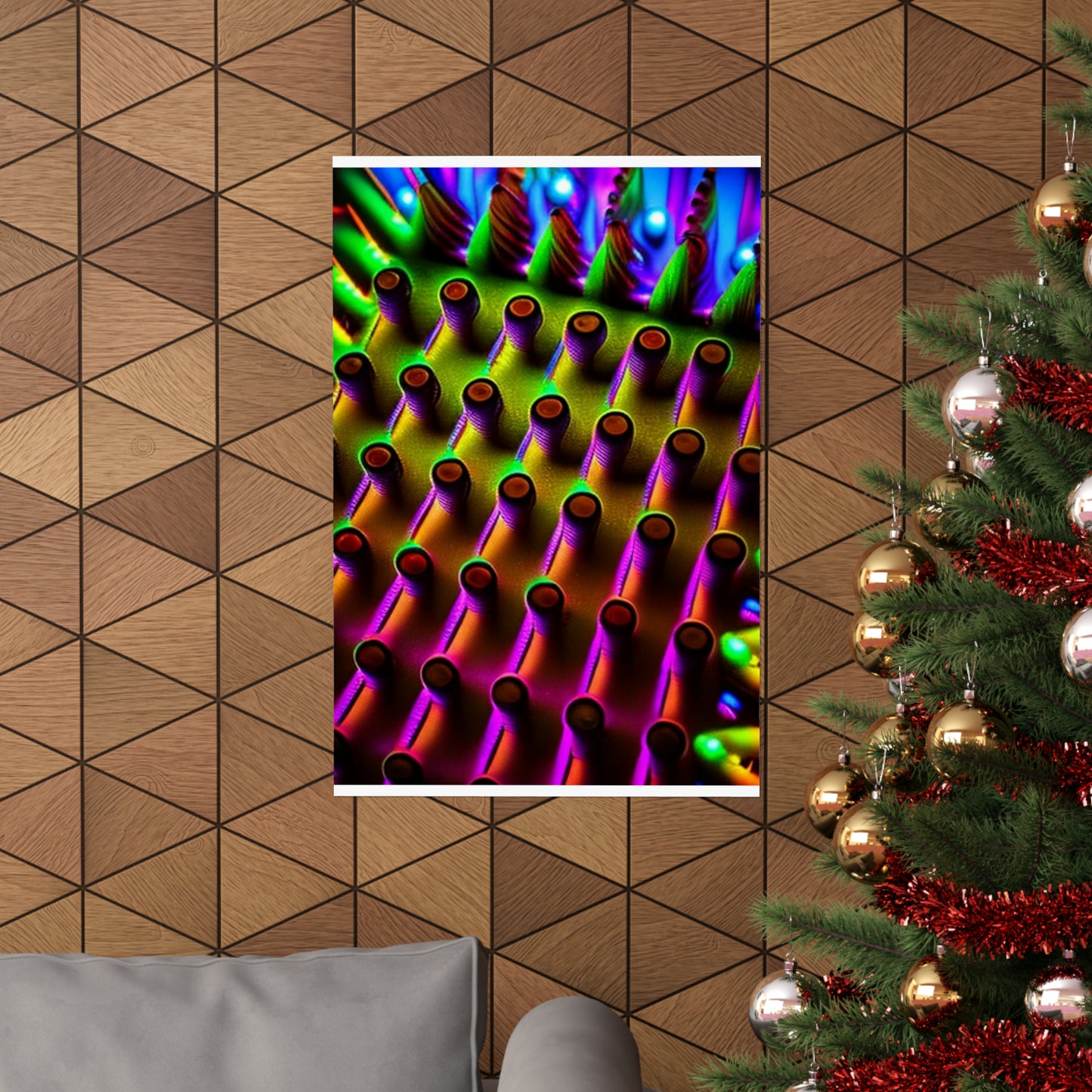 posters Macro Cactus neon square 1