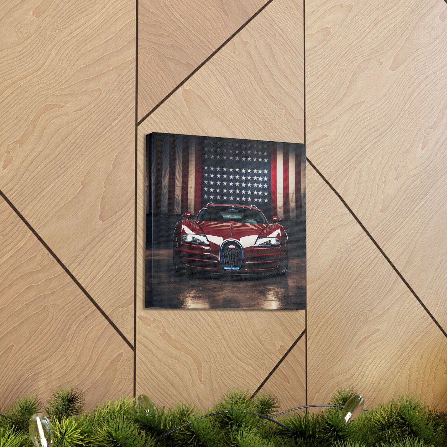 Canvas Gallery Wraps American Flag Background Bugatti 1