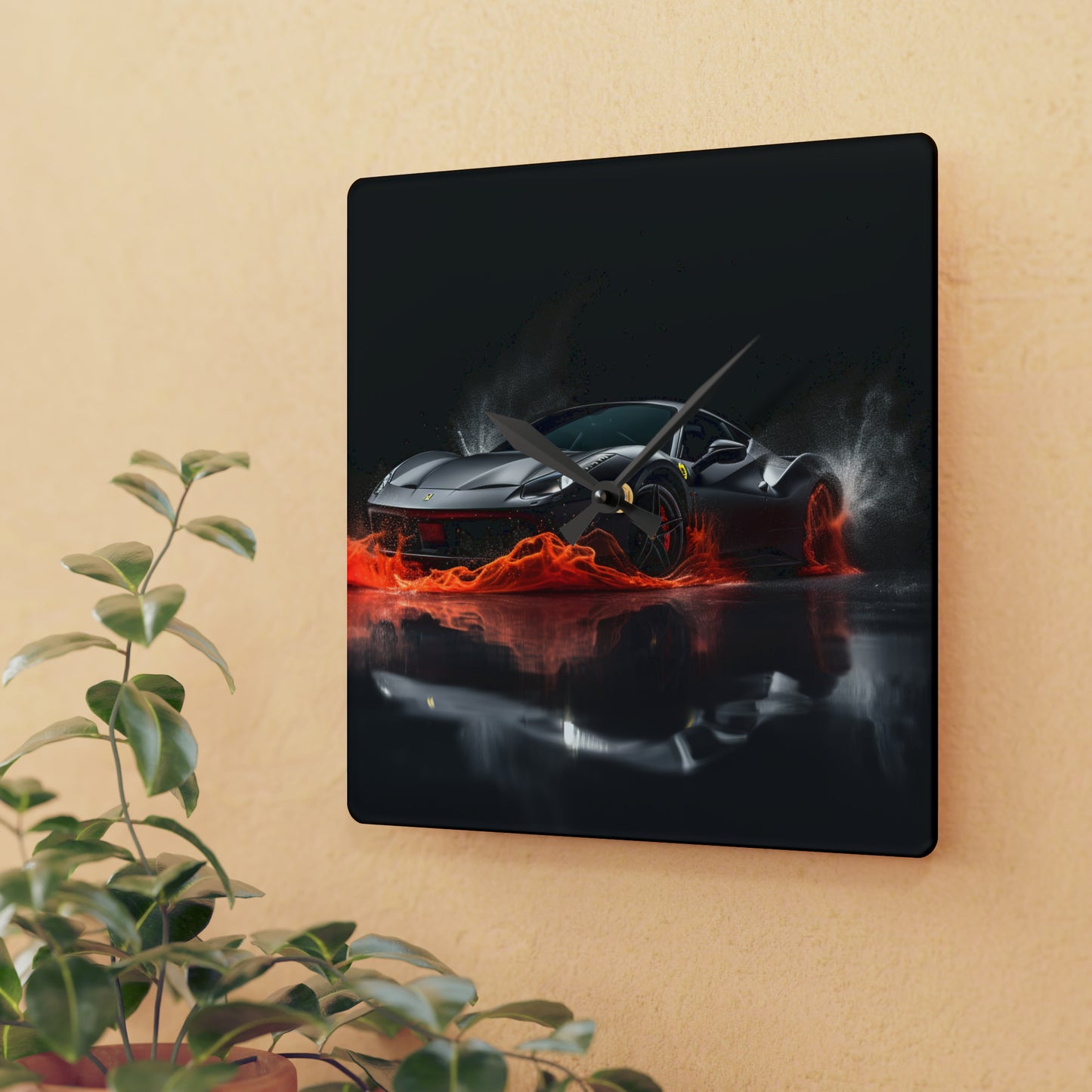 Acrylic Wall Clock Ferrari Water Splash 3