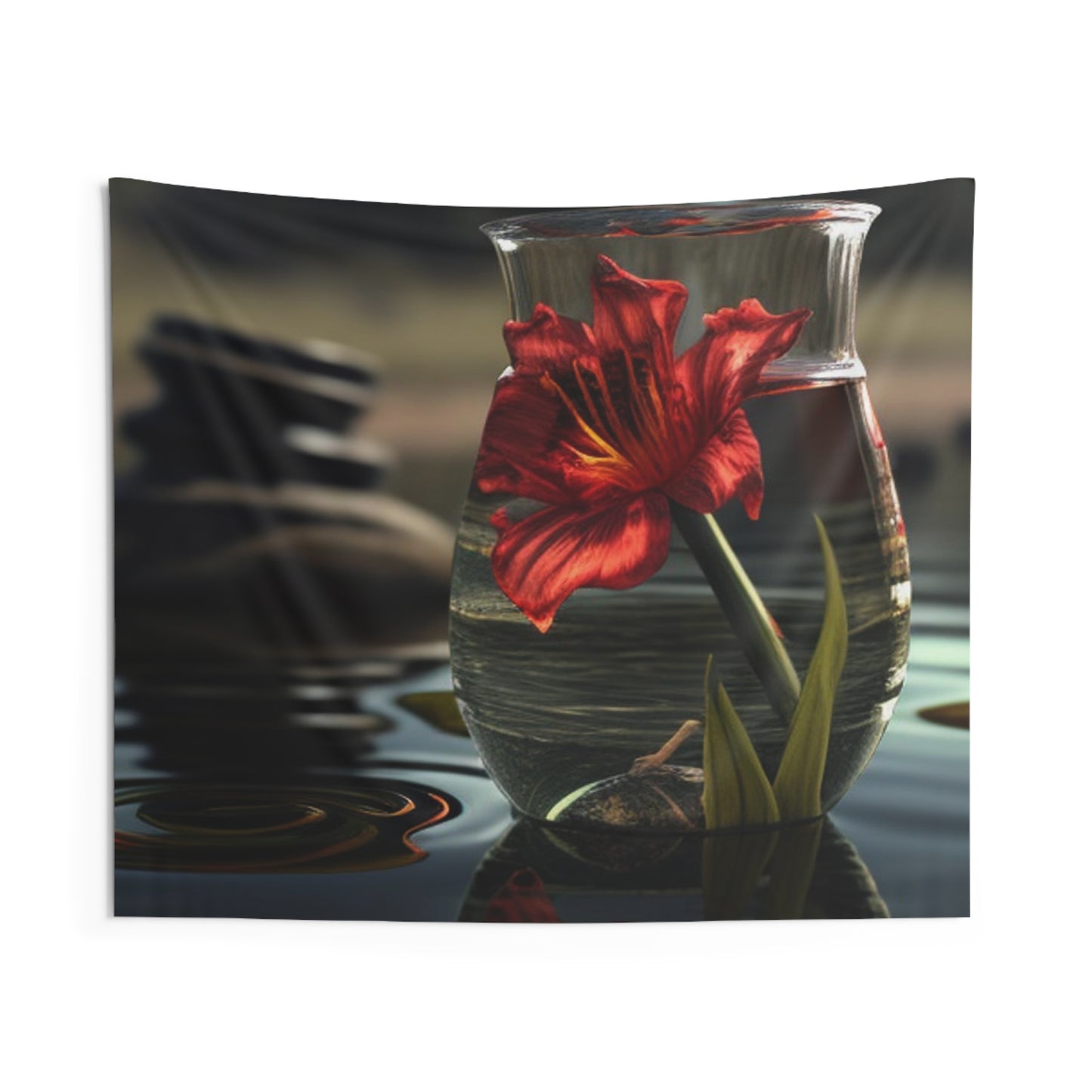 Indoor Wall Tapestries Red Lily in a Glass vase 4