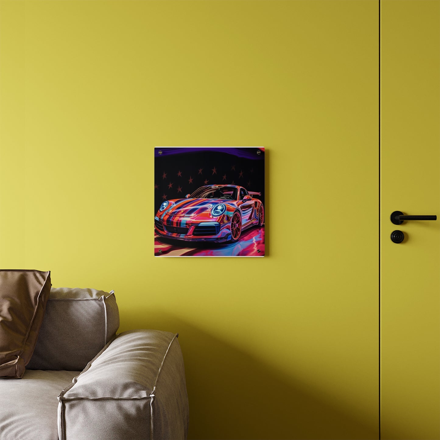 Acrylic Wall Art Panels American Flag Colored Porsche 1