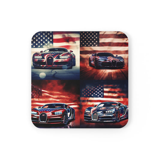 Corkwood Coaster Set Abstract American Flag Background Bugatti 5