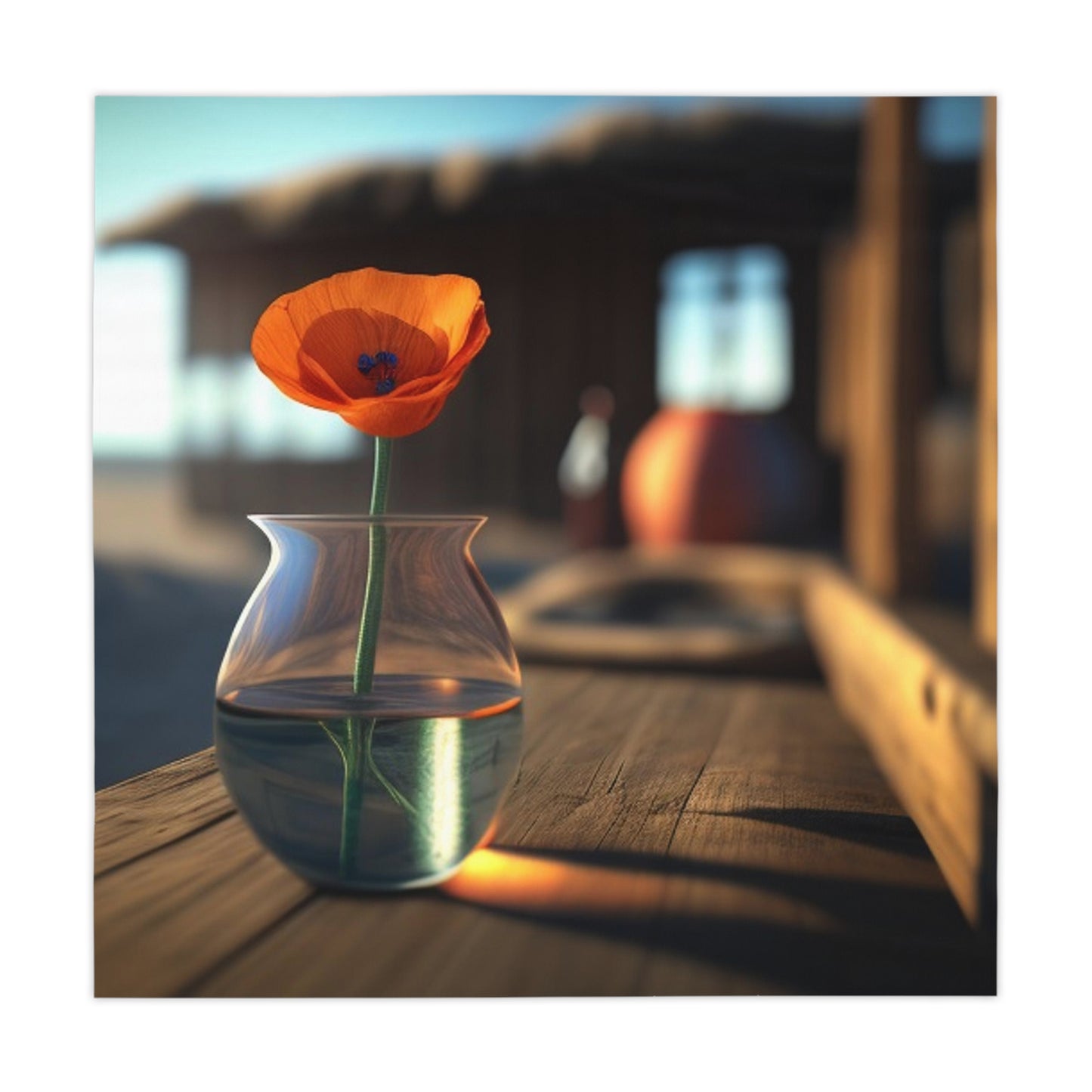 Tablecloth Poppy in a Glass Vase 2