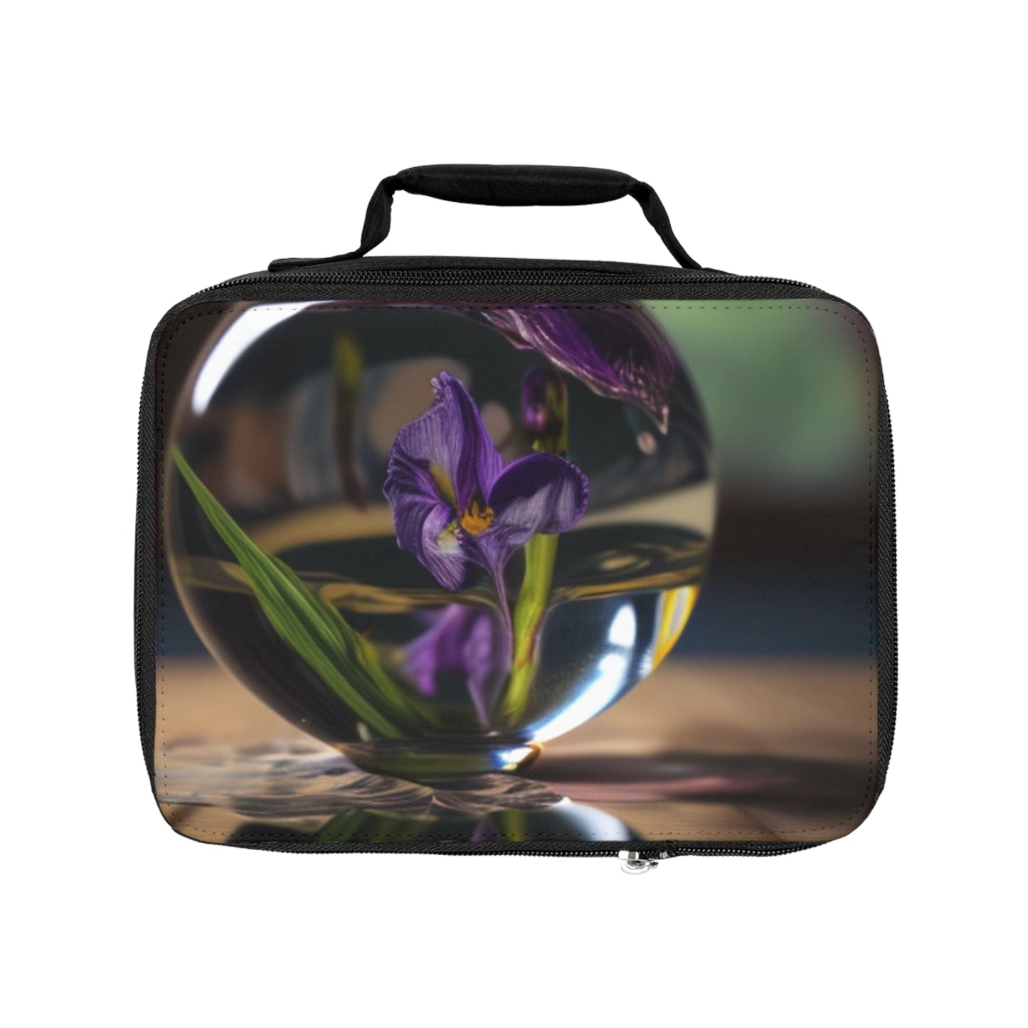Lunch Bag Purple Iris in a vase 1