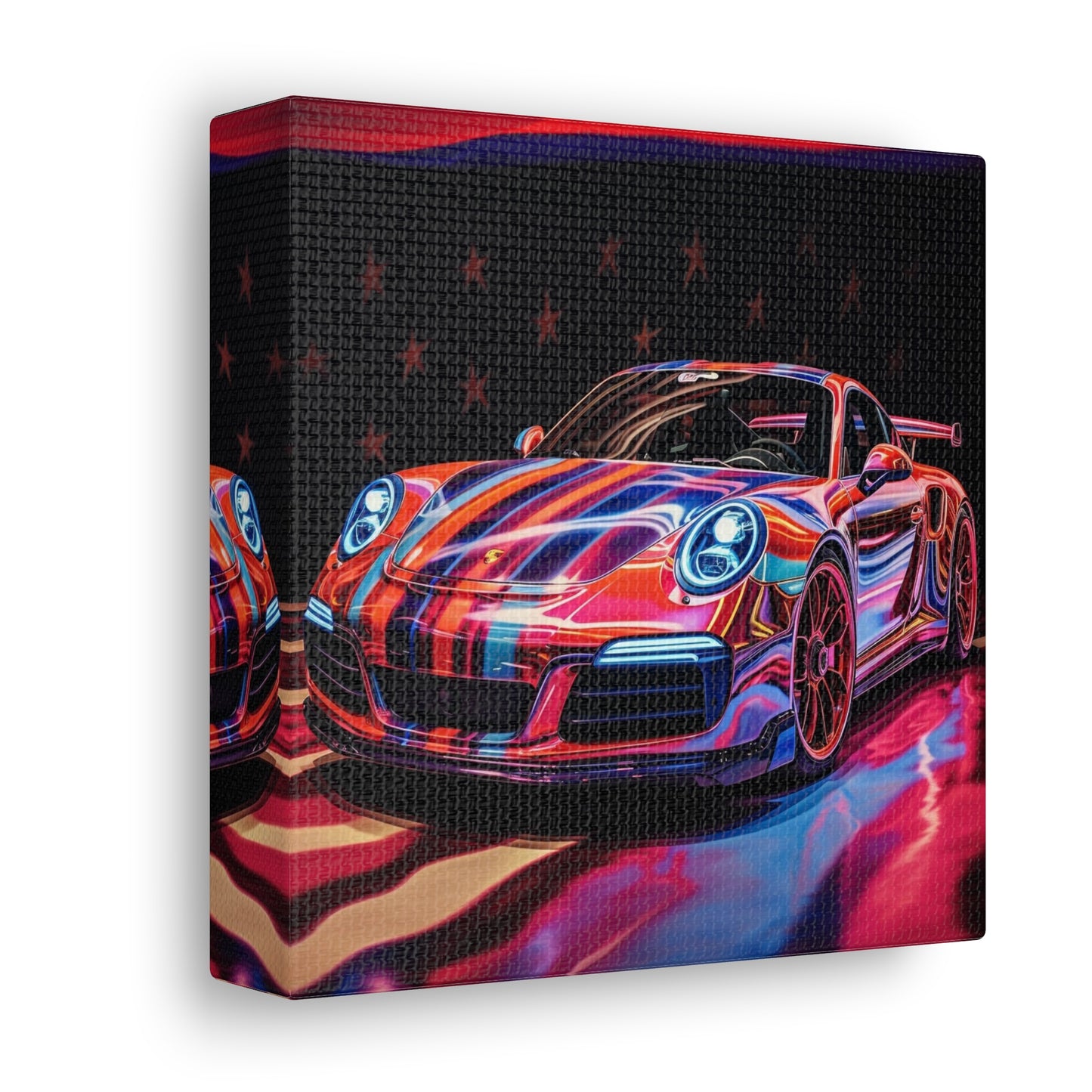 Canvas Gallery Wraps American Flag Colored Porsche 3