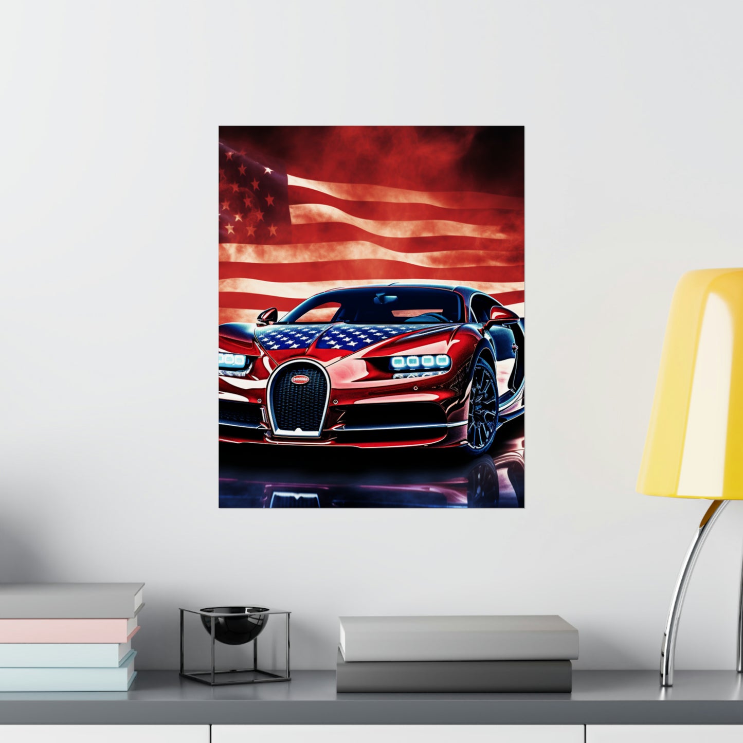 Premium Matte Vertical Posters Abstract American Flag Background Bugatti 3