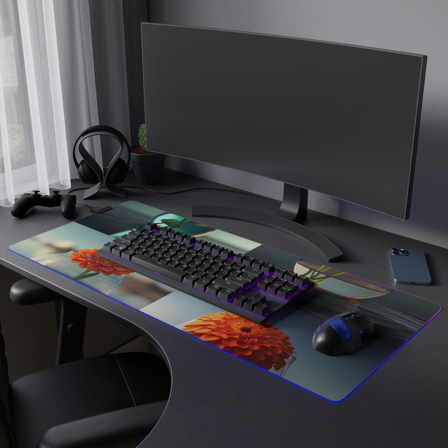 LED Gaming Mouse Pad Orange Zinnia 5