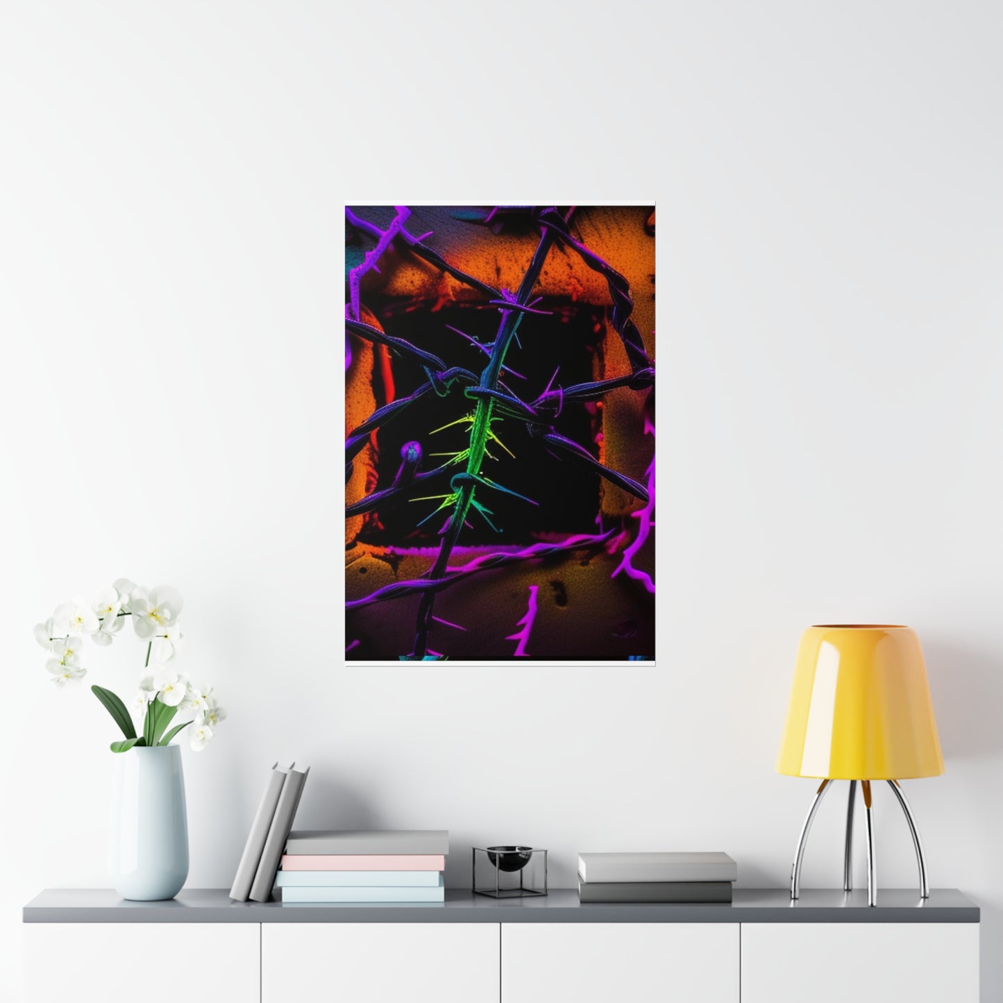 Premium Matte Vertical Posters Macro Neon Barbs 1