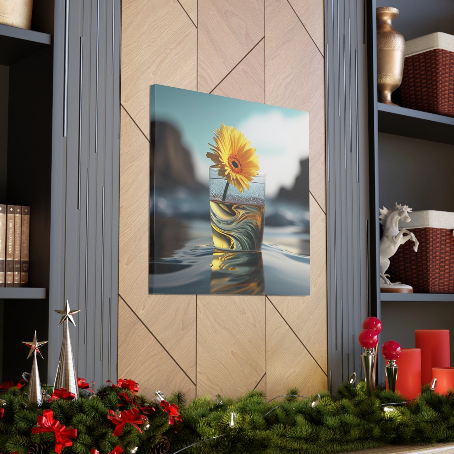Canvas Gallery Wraps yello Gerbera glass 2