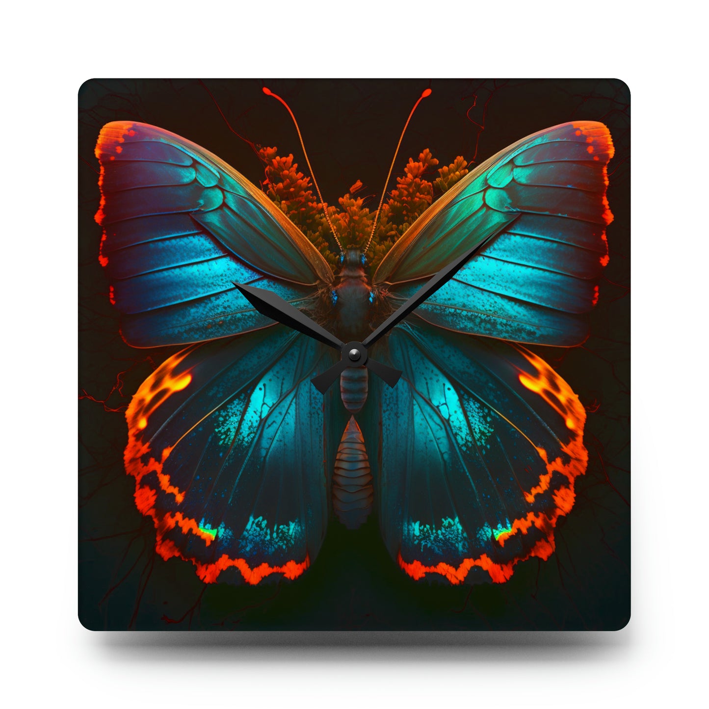 Acrylic Wall Clock Neon Butterfly Flair 3