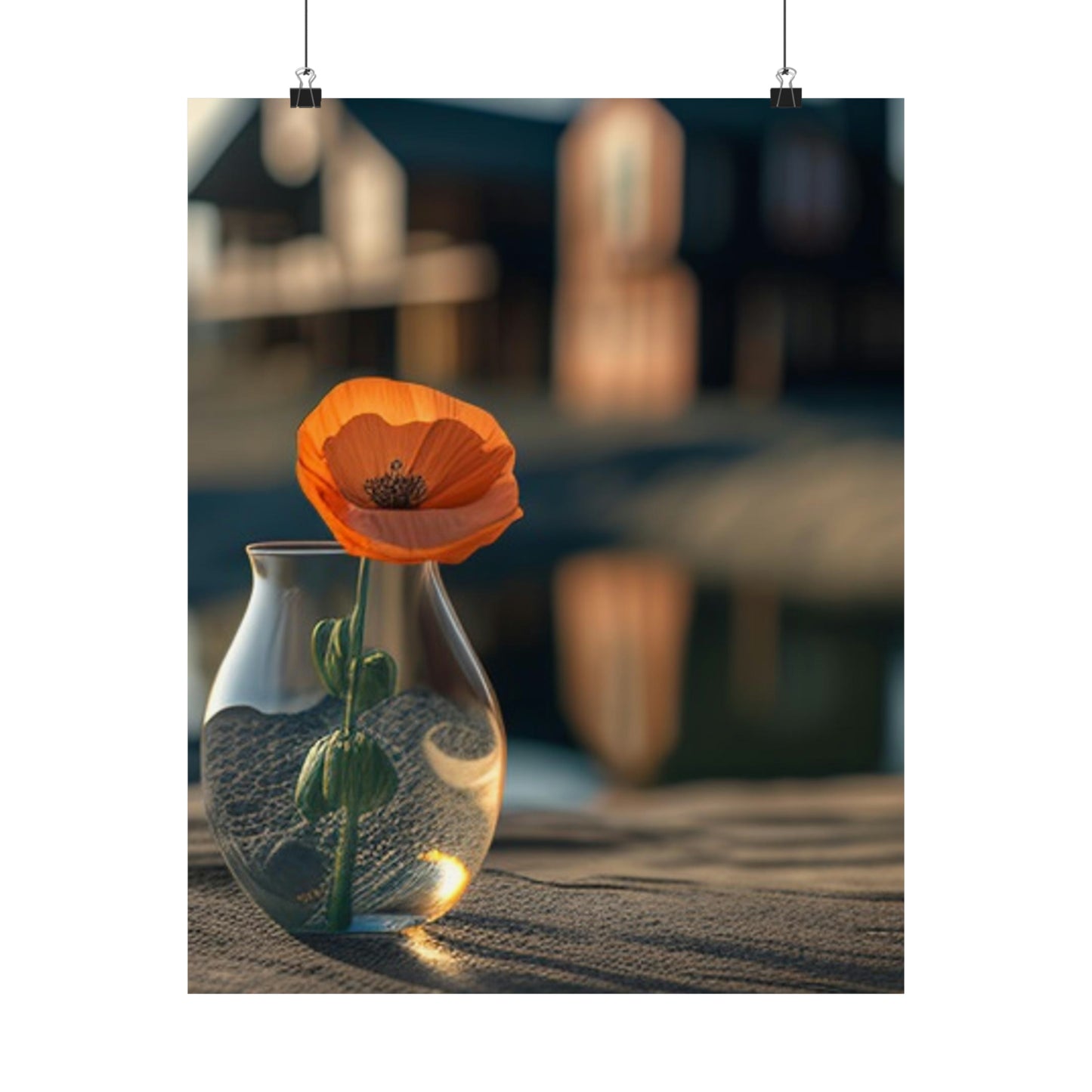 Premium Matte Vertical Posters Orange Poppy in a Vase 4