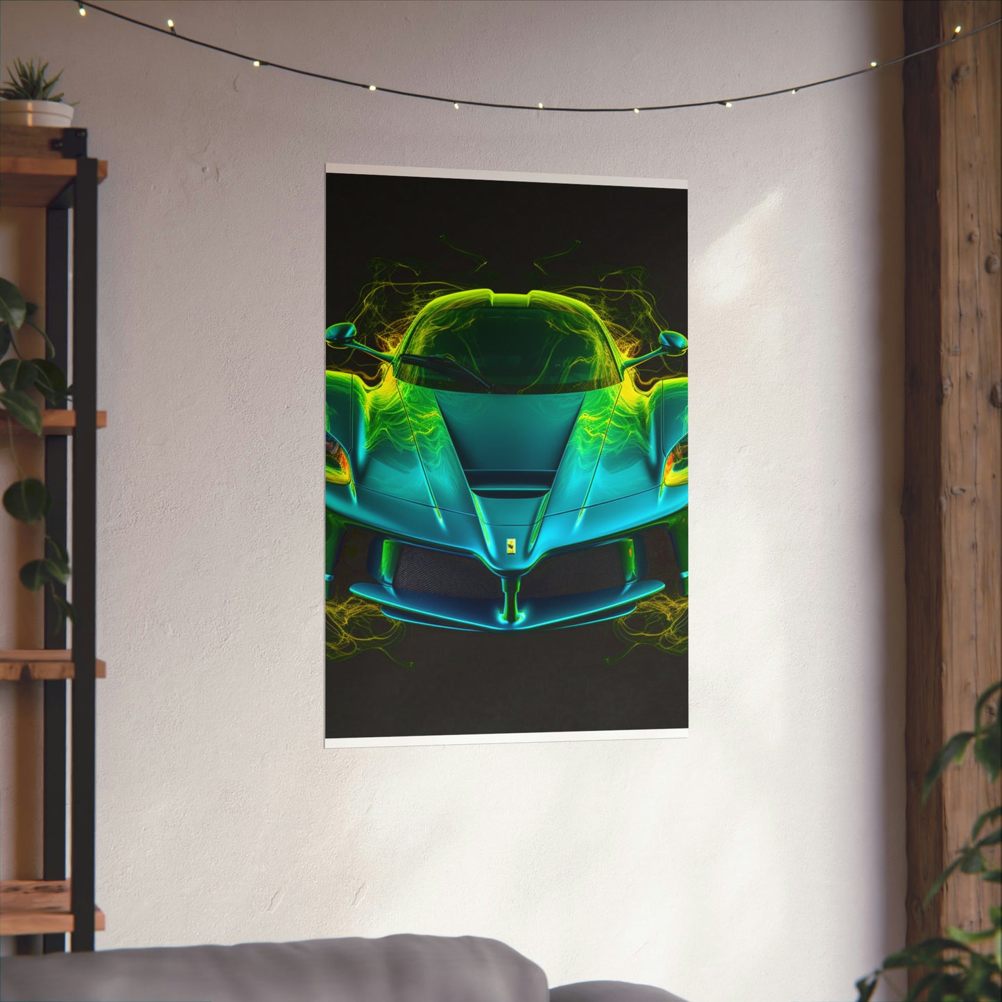 Premium Matte Vertical Posters Ferrari Neon 2