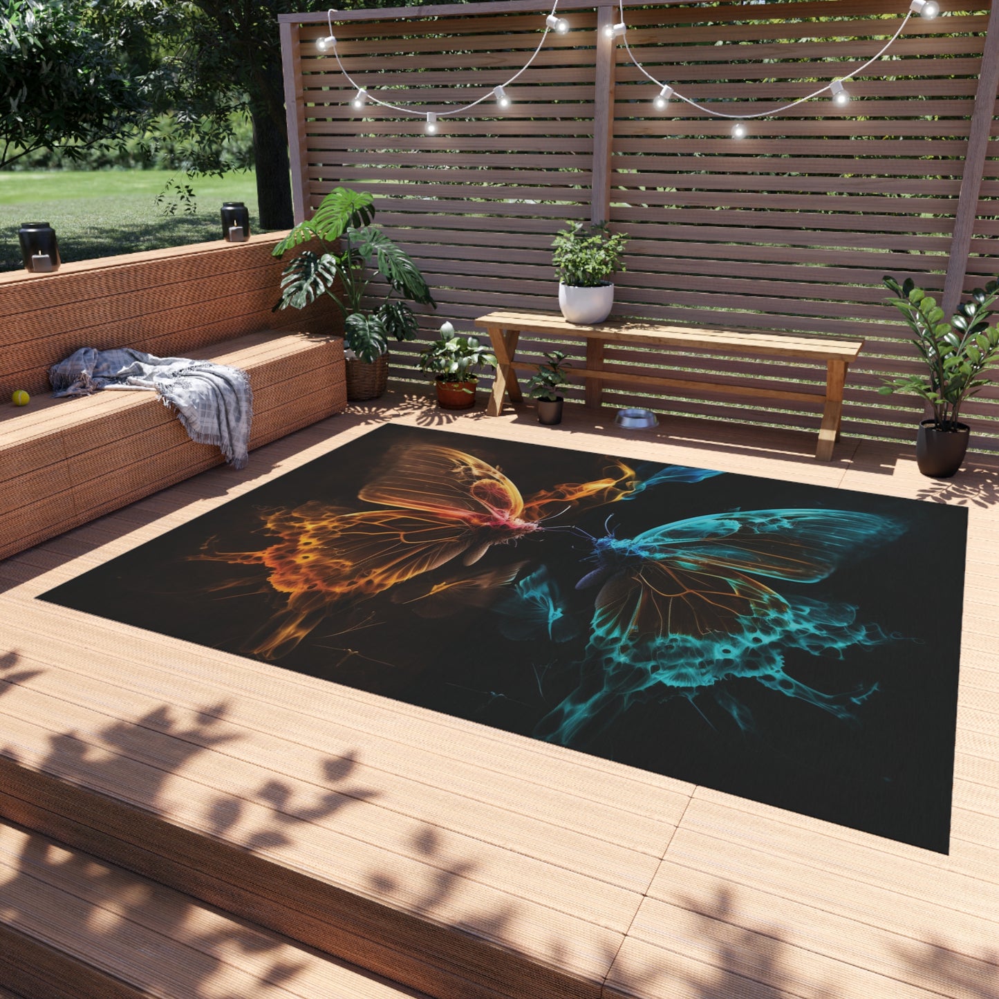 Outdoor Rug  Kiss Neon Butterfly 10