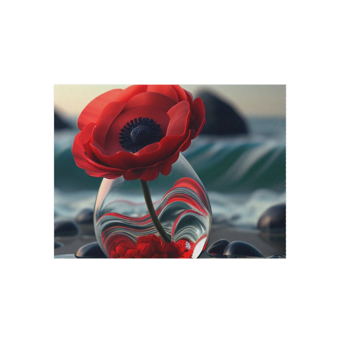 Outdoor Rug  Red Anemone in a Vase 1