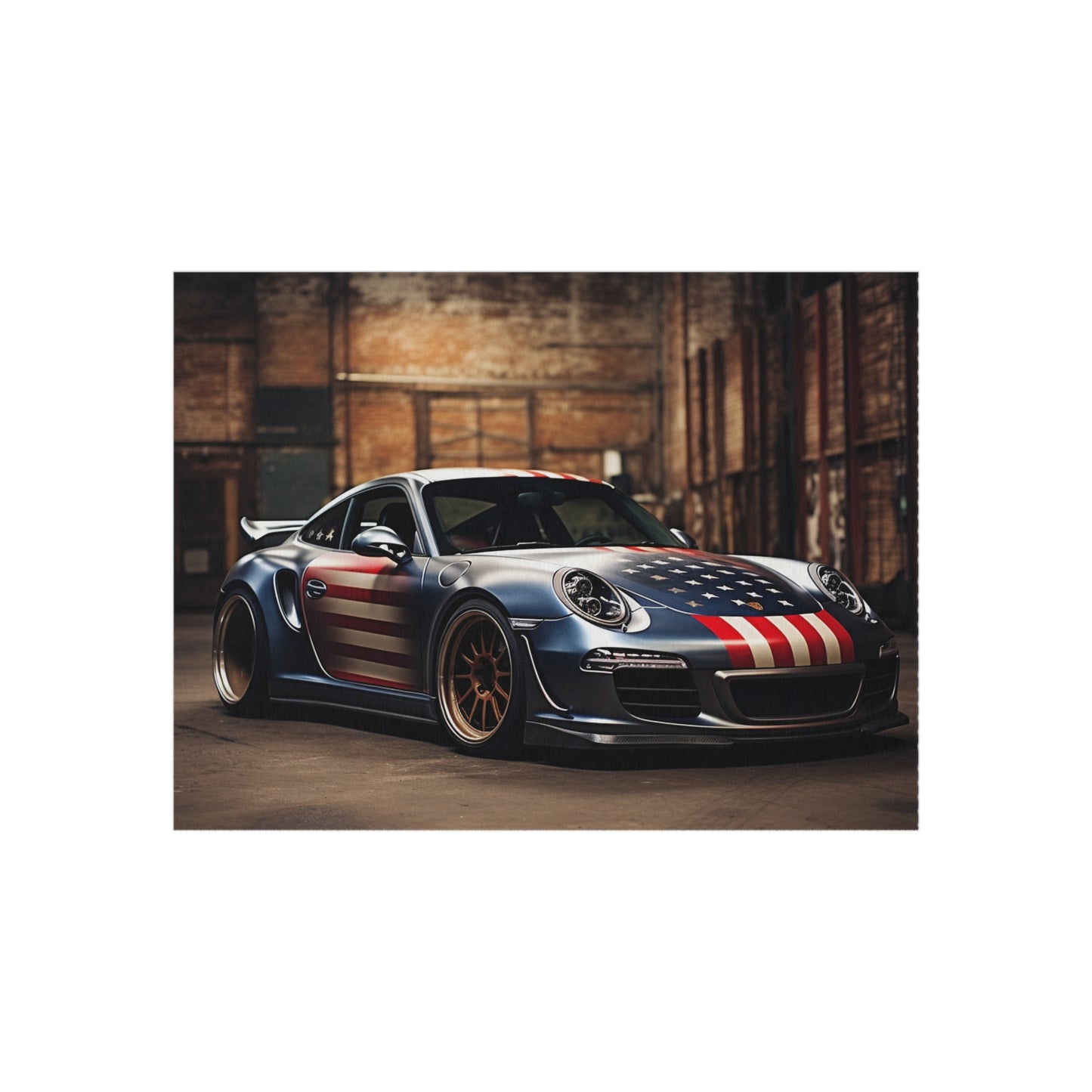 Outdoor Rug  American Flag Porsche 1