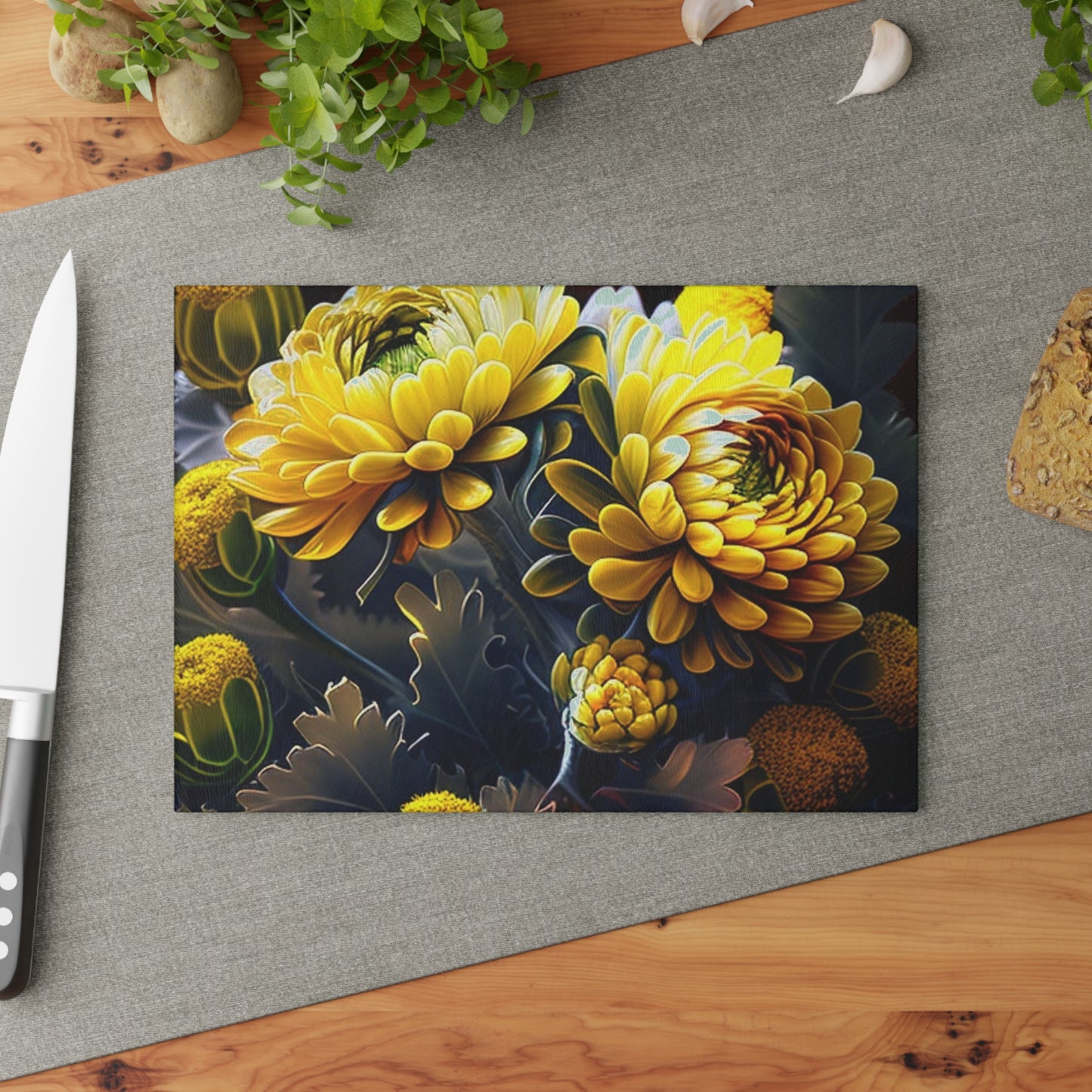 Glass Cutting Board Yellow Hermosas Flores Amarillas 3