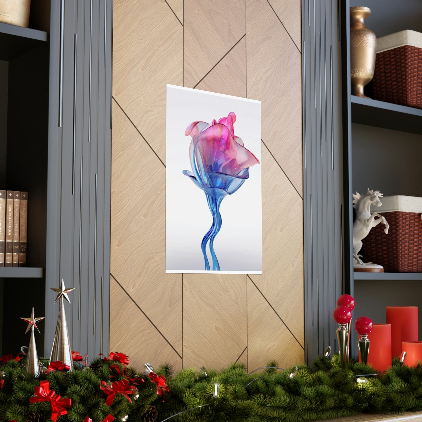 Premium Matte Vertical Posters Pink & Blue Tulip Rose 4