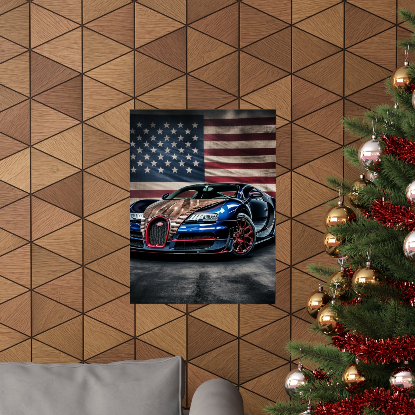 Premium Matte Vertical Posters Bugatti American Flag 4