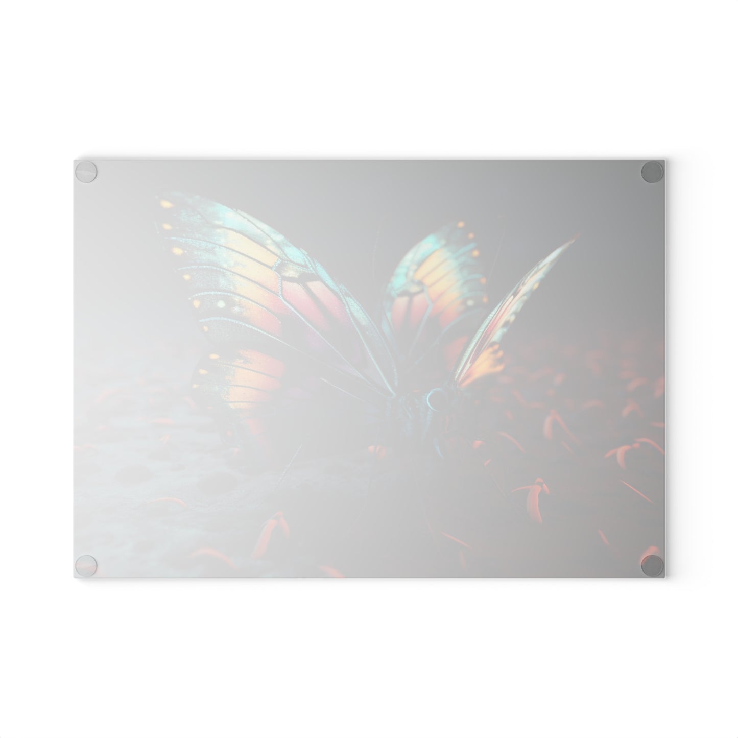 Glass Cutting Board Hyper Colorful Butterfly Macro 1