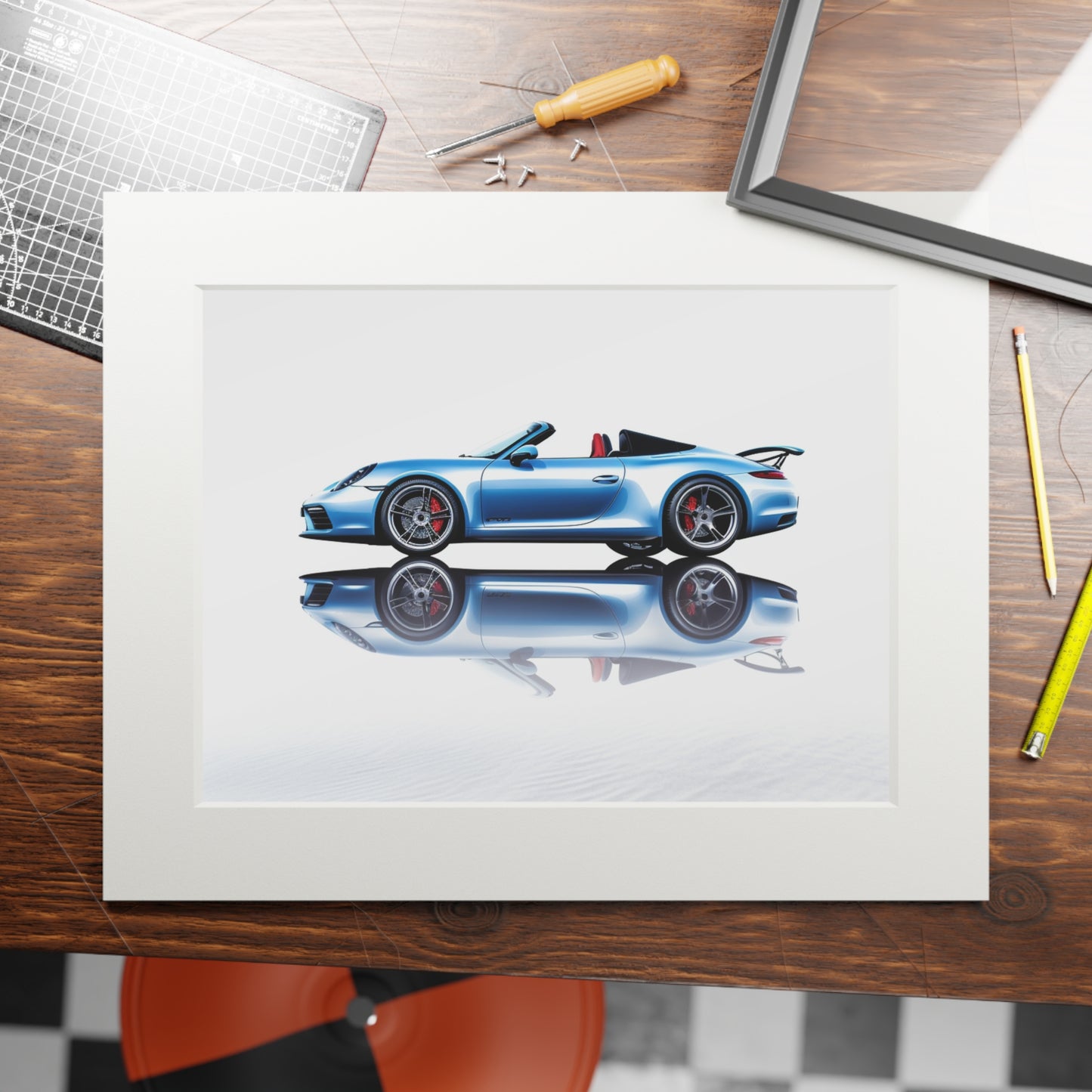 Fine Art Prints (Passepartout Paper Frame) 911 Speedster on water 4