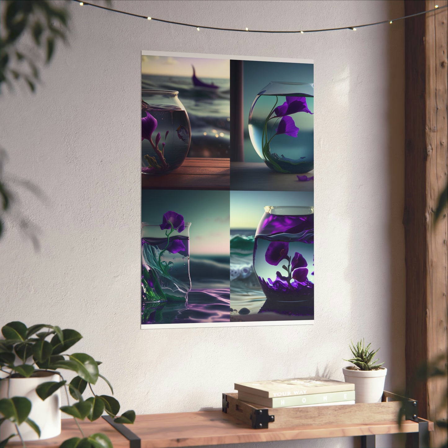 Premium Matte Vertical Posters Purple Sweet pea in a vase 5