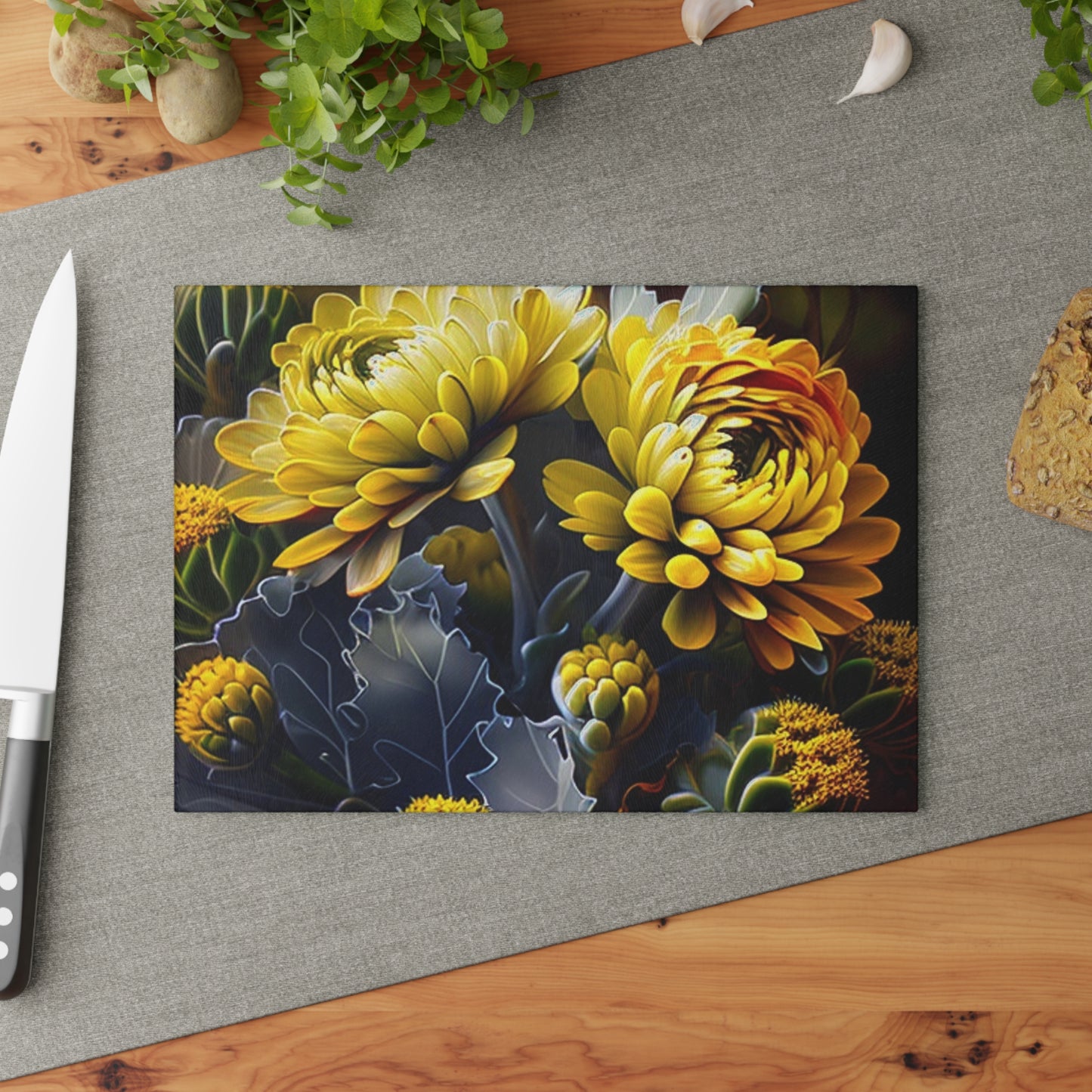 Glass Cutting Board Yellow Hermosas Flores Amarillas 1