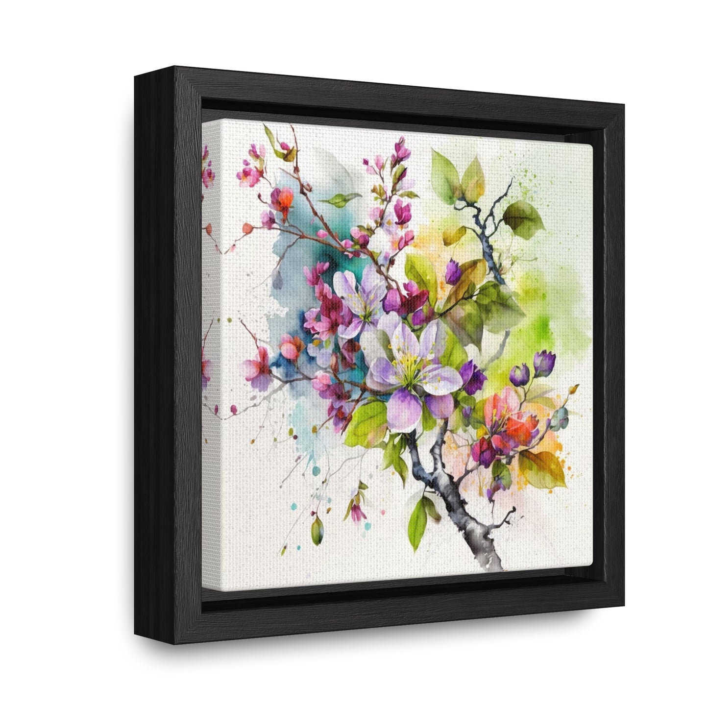 Gallery Canvas Wraps, Square Frame Mother Nature Bright Spring Colors Realistic Watercolor 4