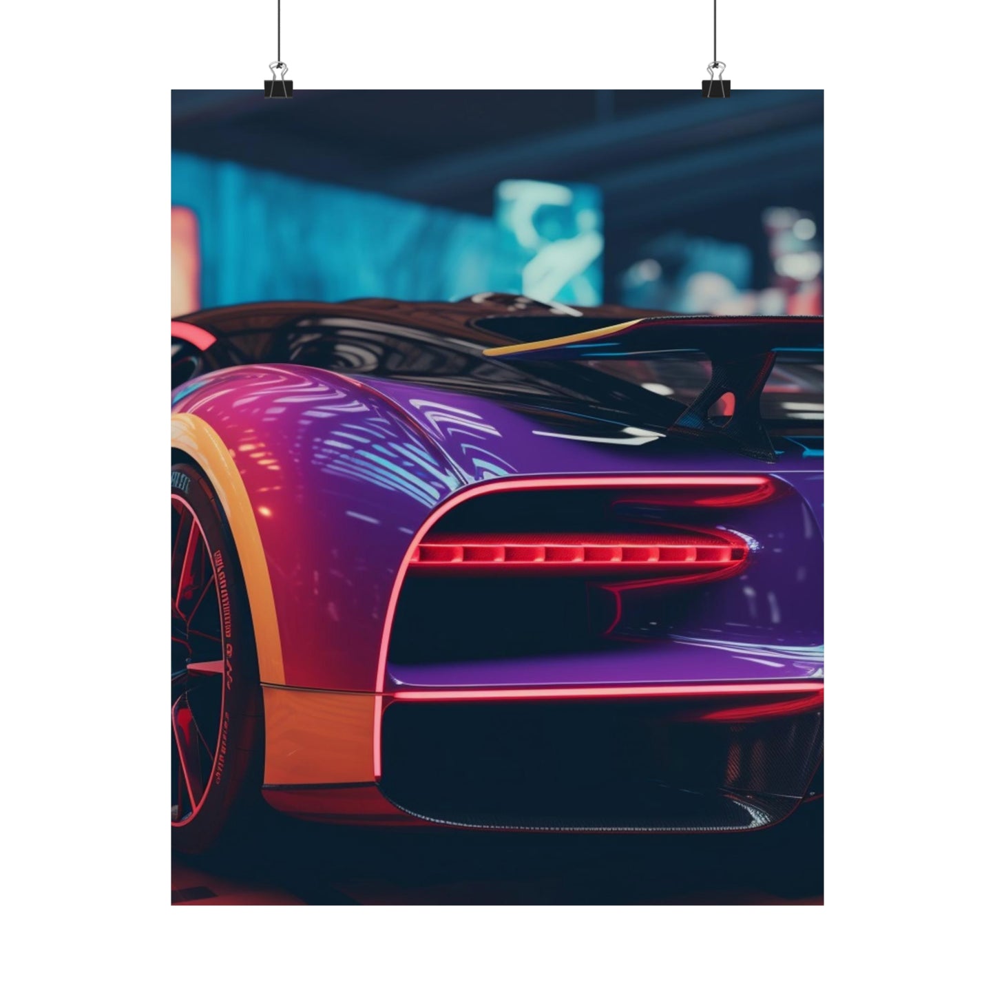 Premium Matte Vertical Posters Hyper Bugatti Neon Chiron 3