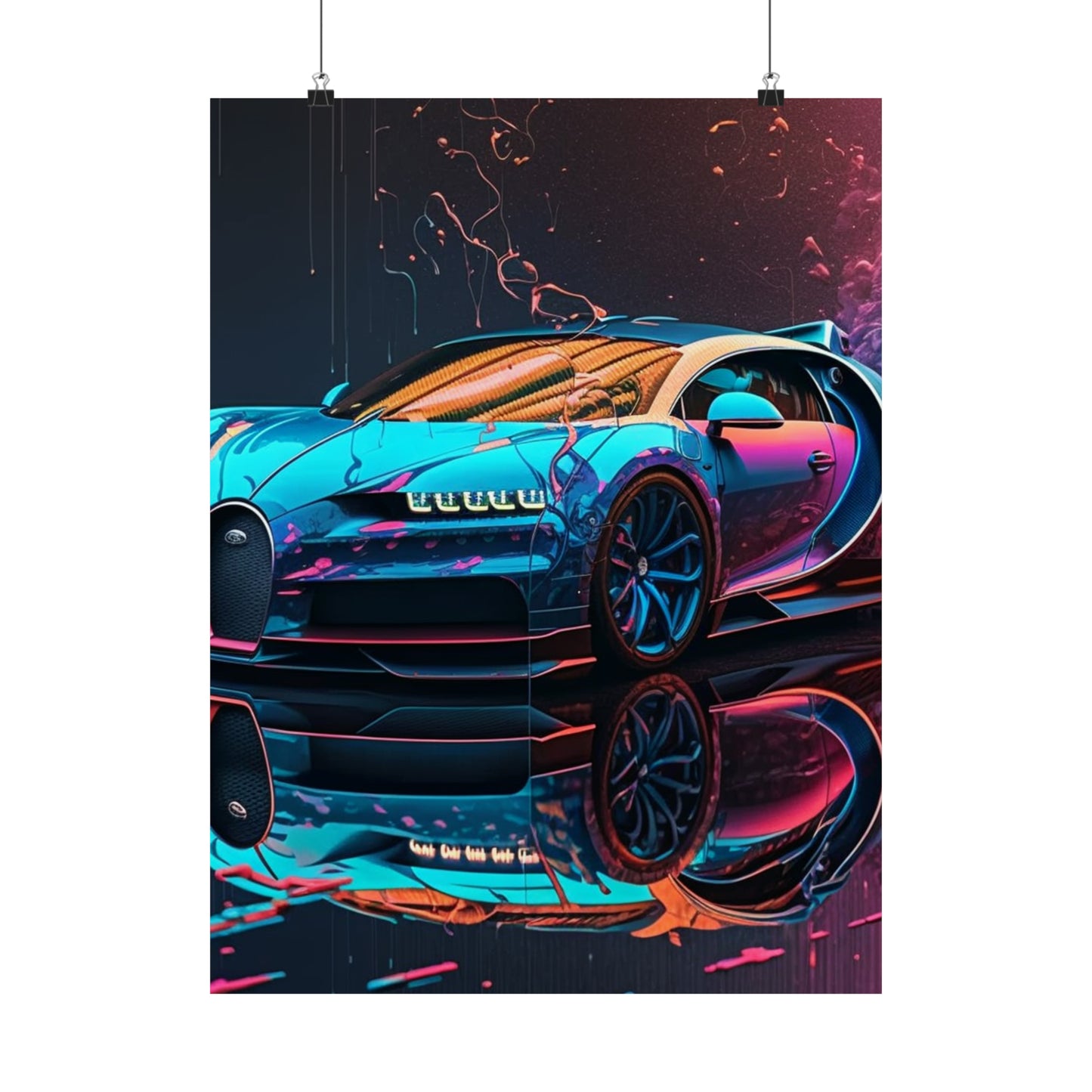 Premium Matte Vertical Posters Bugatti Neon Chiron 4